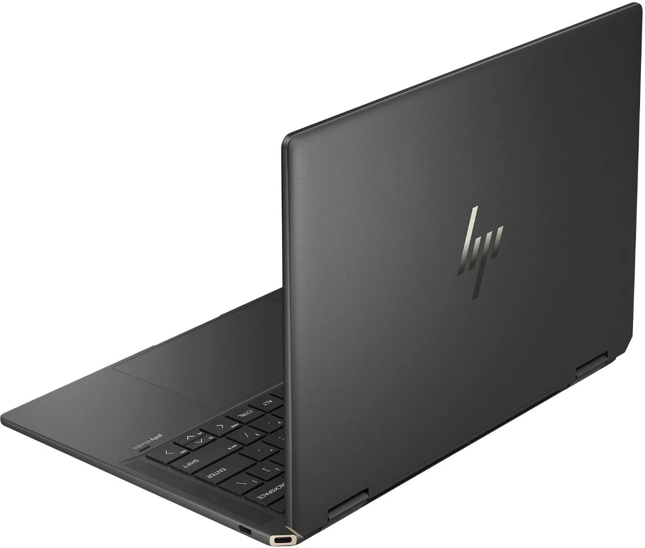 لپ تاپ 2 در 1 HP Spectre x360 با صفحه نمایش لمسی 14 اینچی 2.8K UWVA OLED، پردازنده Intel Evo Core Ultra 7 155H، 16 هسته ای، 16 گیگابایت رم، 1 ترابایت SSD، ویندوز 11، صفحه کلید انگلیسی، مشکی شب، حسگر اثر انگشت