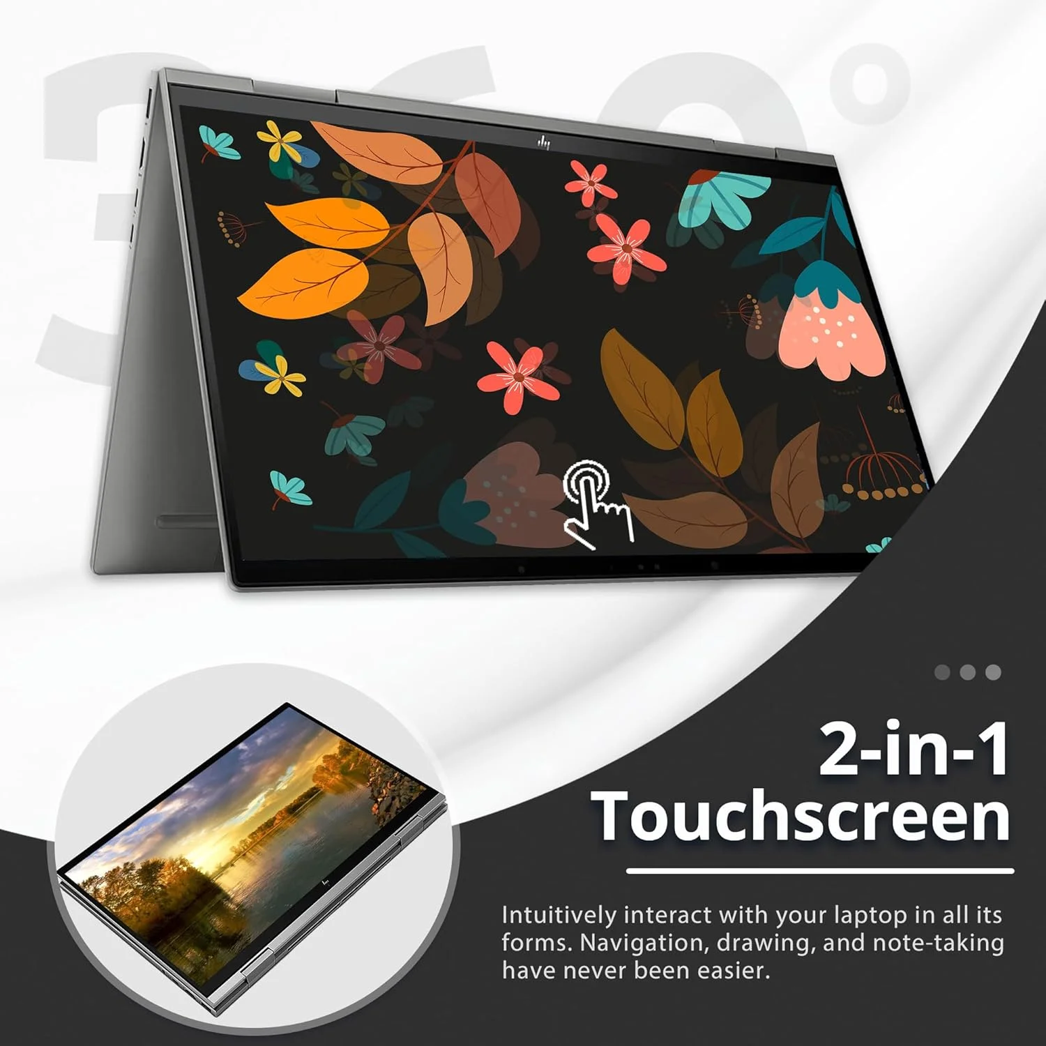 لپ تاپ لمسی 2 در 1 HP Envy X360 مدل 2022 با صفحه نمایش 15.6 اینچی FHD، پردازنده Intel Core i7-1165G7، رم 32 گیگابایتی، حافظه SSD PCIe 1 ترابایتی، کیبورد با نور پس زمینه، گرافیک Iris Xe، صدای B&O، ویندوز 11، نقره ای، کارت USB 32 گیگابایتی Snowbell (ارتقا یافته)