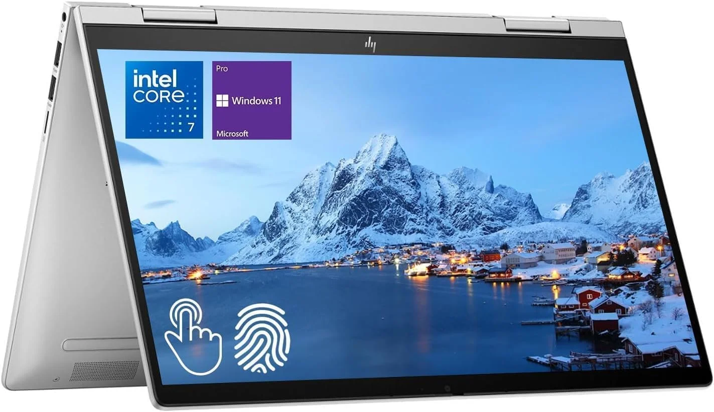 لپ تاپ 2 در 1 HP Envy x360، صفحه نمایش لمسی 14.0 اینچی FHD، پردازنده Intel Core 7 150U، رم 16 گیگابایتی SSD 512 گیگابایتی، بلوتوث، Wi-Fi 6E، حسگر اثر انگشت، صفحه کلید با نور پس زمینه، Windows 11 Pro، نقره ای