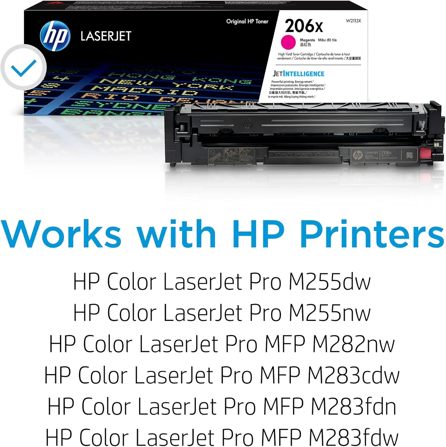 کارتریج تونر با بازدهی بالا HP 206X Magenta | سازگار با HP Color LaserJet Pro M255, HP Color LaserJet Pro MFP M282, M283 Series | W2113X