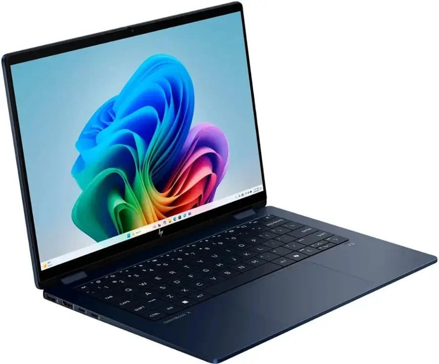 لپ تاپ تجاری 2 در 1 HP OmniBook X Flip، مدل 2025، صفحه نمایش لمسی 14 اینچی 1920x1200، پردازنده Intel-8 Core Ultra 7 256V، رم 16 گیگابایتی LPDDR5، حافظه SSD 2 ترابایتی، ویندوز 11 هوم، کیبورد با نور پس زمینه، Wi-Fi 6E، بلوتوث 5.3، تاندربولت 4، دوربین IR 5 مگاپیکسلی، آبی