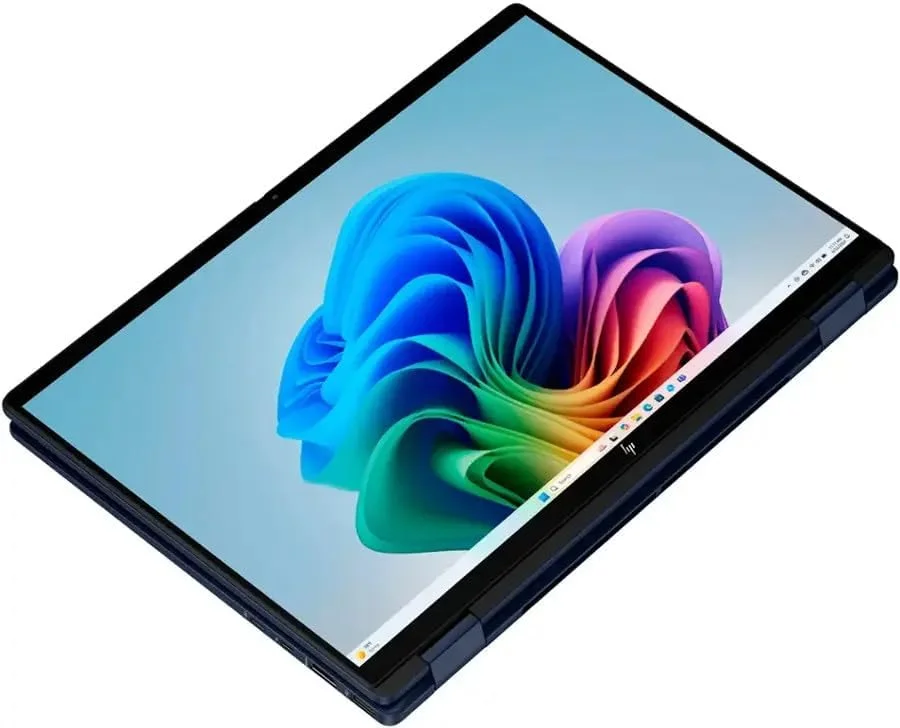 لپ تاپ تجاری 2 در 1 HP OmniBook X Flip، مدل 2025، صفحه نمایش لمسی 14 اینچی 1920x1200، پردازنده Intel-8 Core Ultra 7 256V، رم 16 گیگابایتی LPDDR5، حافظه SSD 2 ترابایتی، ویندوز 11 هوم، کیبورد با نور پس زمینه، Wi-Fi 6E، بلوتوث 5.3، تاندربولت 4، دوربین IR 5 مگاپیکسلی، آبی