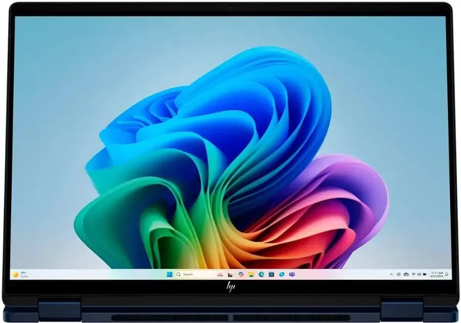 لپ تاپ تجاری 2 در 1 HP OmniBook X Flip، مدل 2025، صفحه نمایش لمسی 14 اینچی 1920x1200، پردازنده Intel-8 Core Ultra 7 256V، رم 16 گیگابایتی LPDDR5، حافظه SSD 2 ترابایتی، ویندوز 11 هوم، کیبورد با نور پس زمینه، Wi-Fi 6E، بلوتوث 5.3، تاندربولت 4، دوربین IR 5 مگاپیکسلی، آبی
