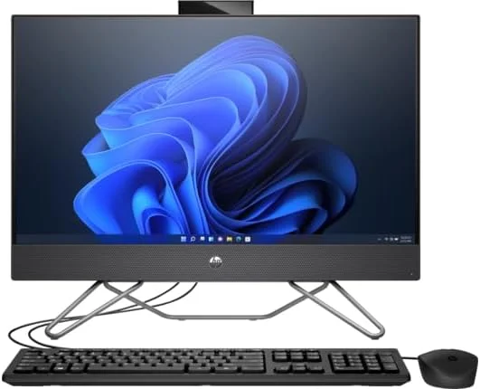 کامپیوتر همه کاره اچ پی مدل AIO 205 G8 با پردازنده AMD R5-5500، رم 8 گیگابایت، حافظه 256 گیگابایت، صفحه نمایش 23.8 اینچ و ویندوز 10 پرو - کد 6H7F0LT