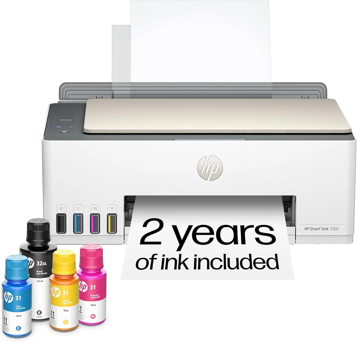 پرینتر مخزن جوهر بی‌سیم چندکاره HP Smart Tank 5101 با 2 سال جوهر رایگان، پرینت، اسکن، کپی، بهترین برای خانه، مخزن جوهر قابل شارژ (1F3Y0A)