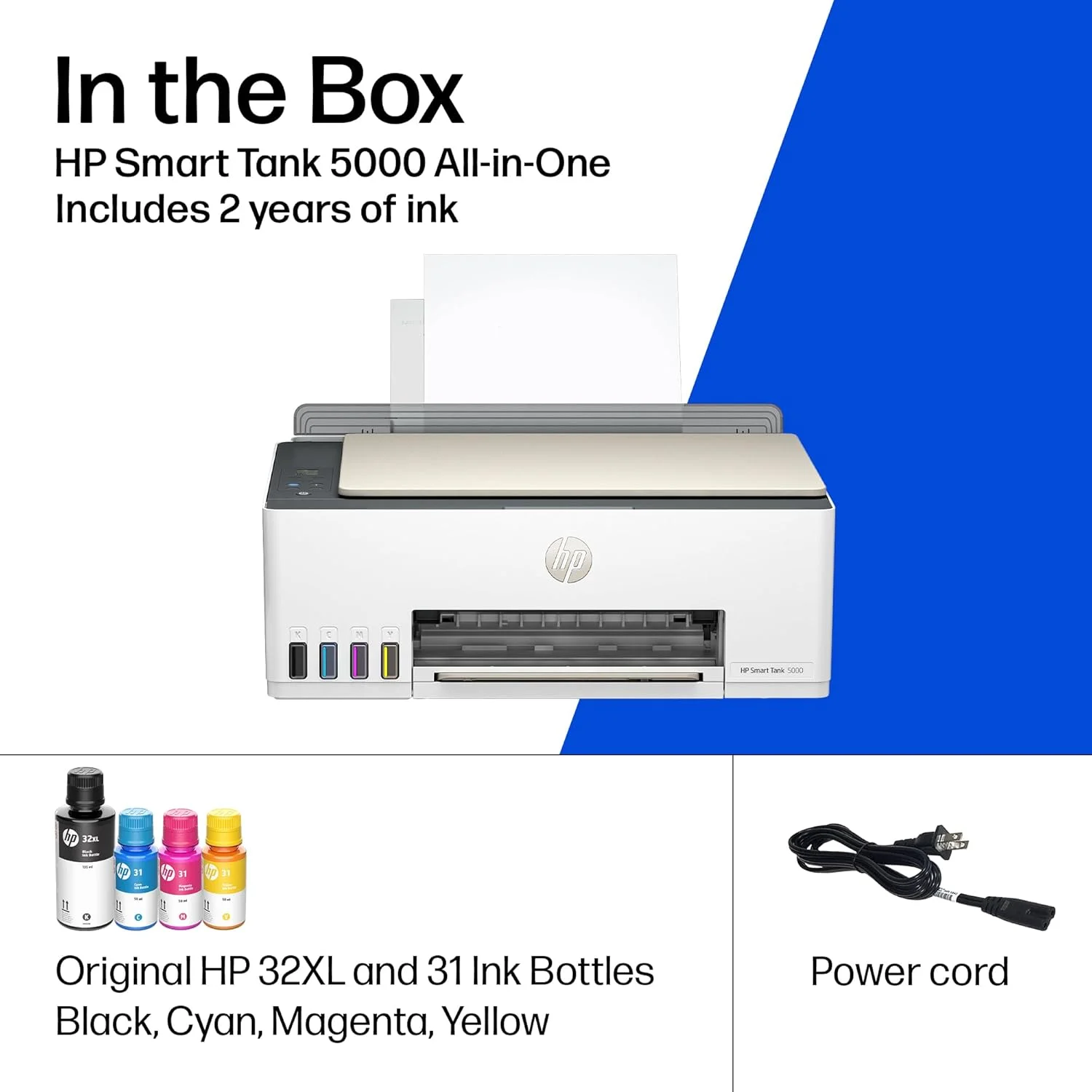 پرینتر مخزن جوهر بی‌سیم چندکاره HP Smart Tank 5101 با 2 سال جوهر رایگان، پرینت، اسکن، کپی، بهترین برای خانه، مخزن جوهر قابل شارژ (1F3Y0A)
