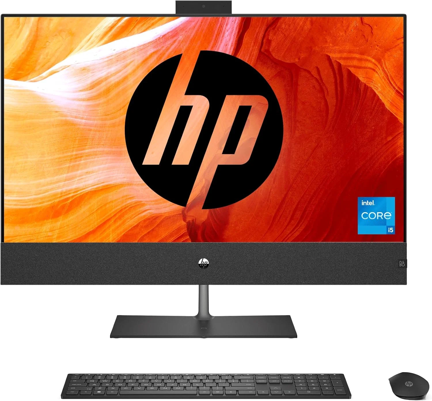 کامپیوتر همه کاره HP Pavilion با پردازنده نسل دوازدهم Intel Core i5-12400T، صفحه نمایش 31.5 اینچی (80.01 سانتی متر) QHD، IPS، با حاشیه بسیار باریک در 3 طرف (8 گیگابایت رم/512 گیگابایت SSD/WiFi 6/B&O Audio/Win 11/دوربین 5 مگاپیکسلی/MS Office 2021، مدل 32-b0390in، مشکی