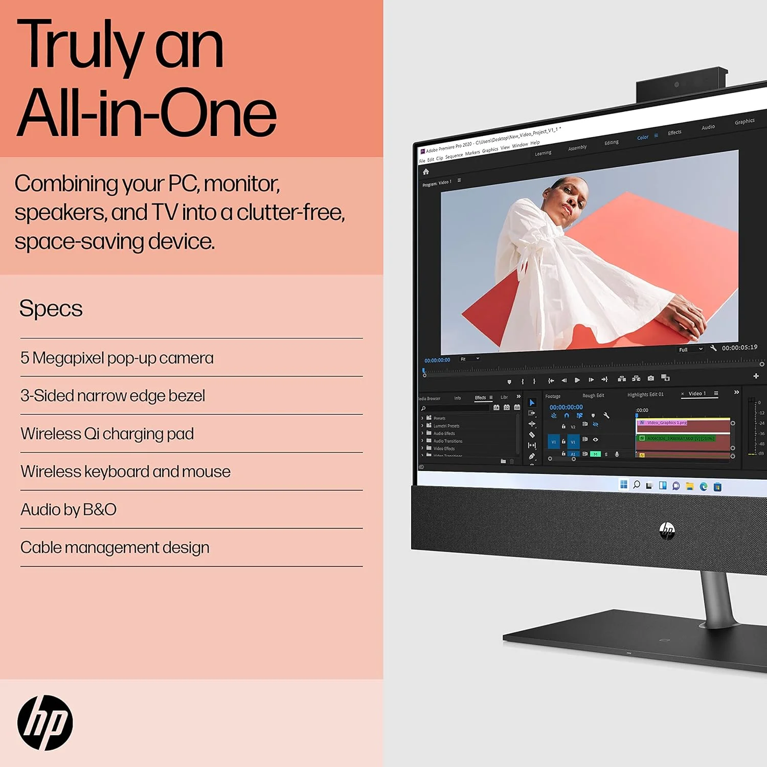 کامپیوتر همه کاره HP Pavilion با پردازنده نسل دوازدهم Intel Core i5-12400T، صفحه نمایش 31.5 اینچی (80.01 سانتی متر) QHD، IPS، با حاشیه بسیار باریک در 3 طرف (8 گیگابایت رم/512 گیگابایت SSD/WiFi 6/B&O Audio/Win 11/دوربین 5 مگاپیکسلی/MS Office 2021، مدل 32-b0390in، مشکی کامپیوتر همه کاره HP Pavilion با پردازنده نسل دوازدهم Intel Core i5-12400T، صفحه نمایش 31.5 اینچی (80.01 سانتی متر) QHD، IPS، با حاشیه بسیار باریک در 3 طرف (8 گیگابایت رم/512 گیگابایت SSD/WiFi 6/B&O Audio/Win 11/دوربین 5 مگاپیکسلی/MS Office 2021، مدل 32-b0390in، مشکی
