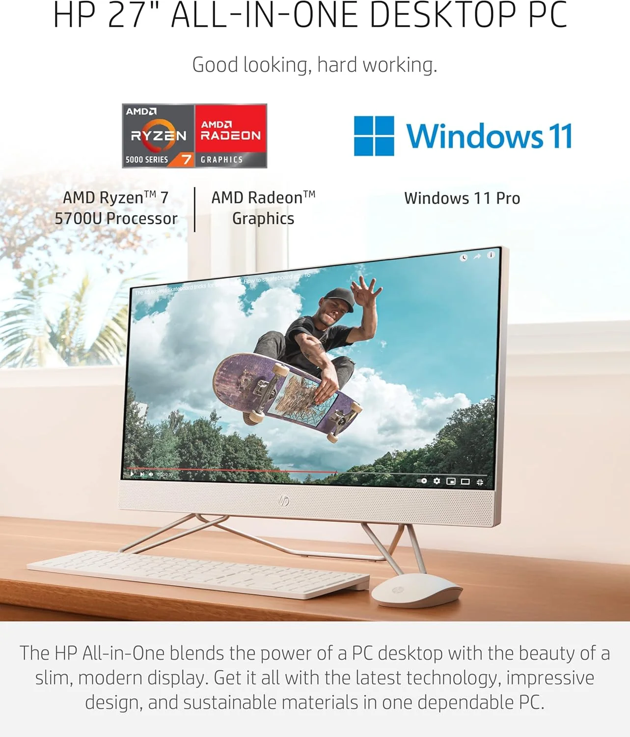 کامپیوتر رومیزی همه کاره HP با صفحه نمایش 27 اینچی، پردازنده AMD Ryzen 7 5700U، رم 12 گیگابایتی، حافظه SSD 256 گیگابایتی و هارد دیسک 1 ترابایتی، صفحه نمایش Full HD IPS، ویندوز 11 پرو، وب کم حریم خصوصی 720p، میکروفون دوگانه، کیبورد و ماوس (27-CB0052، 2022) کامپیوتر رومیزی همه کاره HP با صفحه نمایش 27 اینچی، پردازنده AMD Ryzen 7 5700U، رم 12 گیگابایتی، حافظه SSD 256 گیگابایتی و هارد دیسک 1 ترابایتی، صفحه نمایش Full HD IPS، ویندوز 11 پرو، وب کم حریم خصوصی 720p، میکروفون دوگانه، کیبورد و ماوس (27-CB0052، 2022)