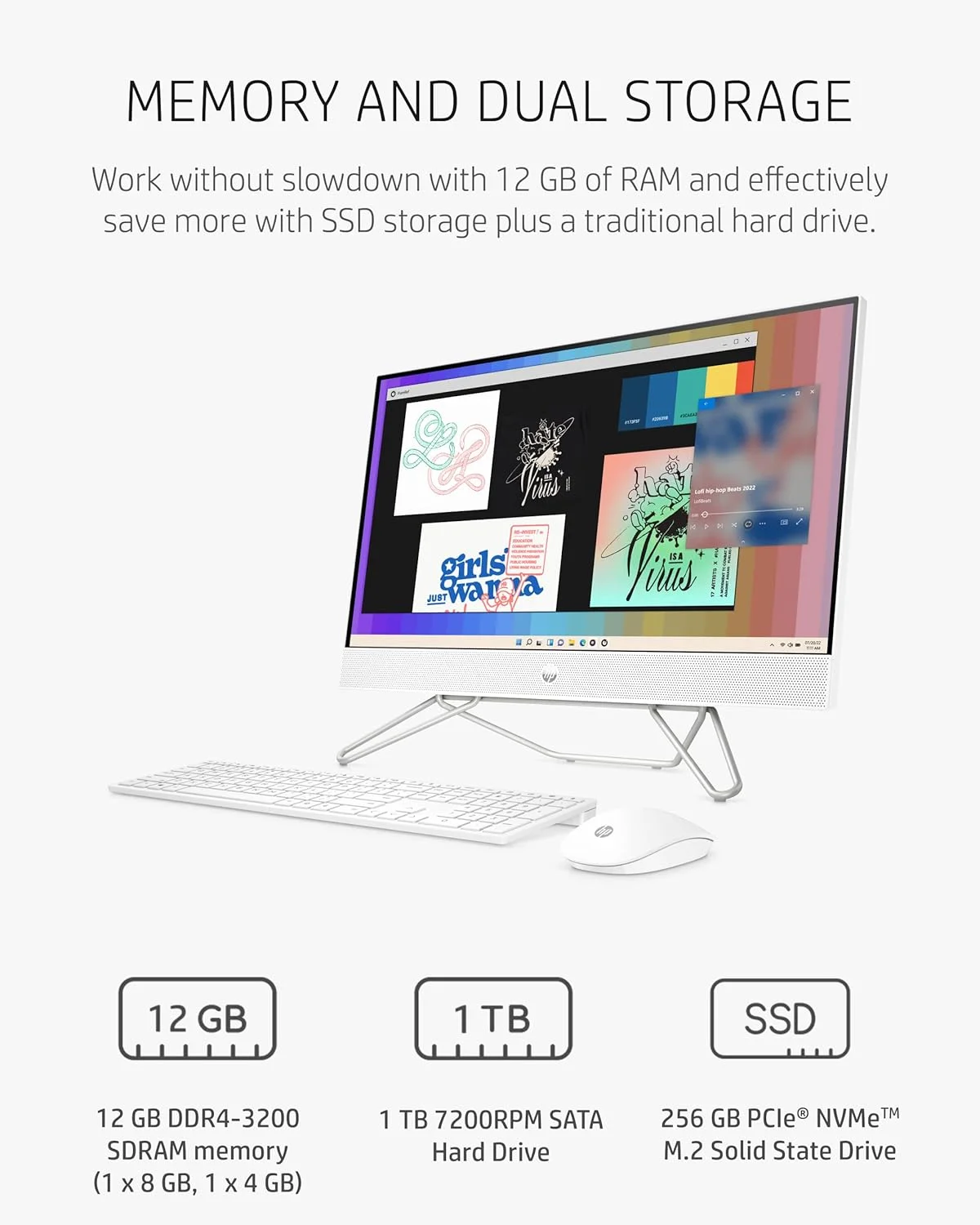 کامپیوتر رومیزی همه کاره HP با صفحه نمایش 27 اینچی، پردازنده AMD Ryzen 7 5700U، رم 12 گیگابایتی، حافظه SSD 256 گیگابایتی و هارد دیسک 1 ترابایتی، صفحه نمایش Full HD IPS، ویندوز 11 پرو، وب کم حریم خصوصی 720p، میکروفون دوگانه، کیبورد و ماوس (27-CB0052، 2022) کامپیوتر رومیزی همه کاره HP با صفحه نمایش 27 اینچی، پردازنده AMD Ryzen 7 5700U، رم 12 گیگابایتی، حافظه SSD 256 گیگابایتی و هارد دیسک 1 ترابایتی، صفحه نمایش Full HD IPS، ویندوز 11 پرو، وب کم حریم خصوصی 720p، میکروفون دوگانه، کیبورد و ماوس (27-CB0052، 2022)