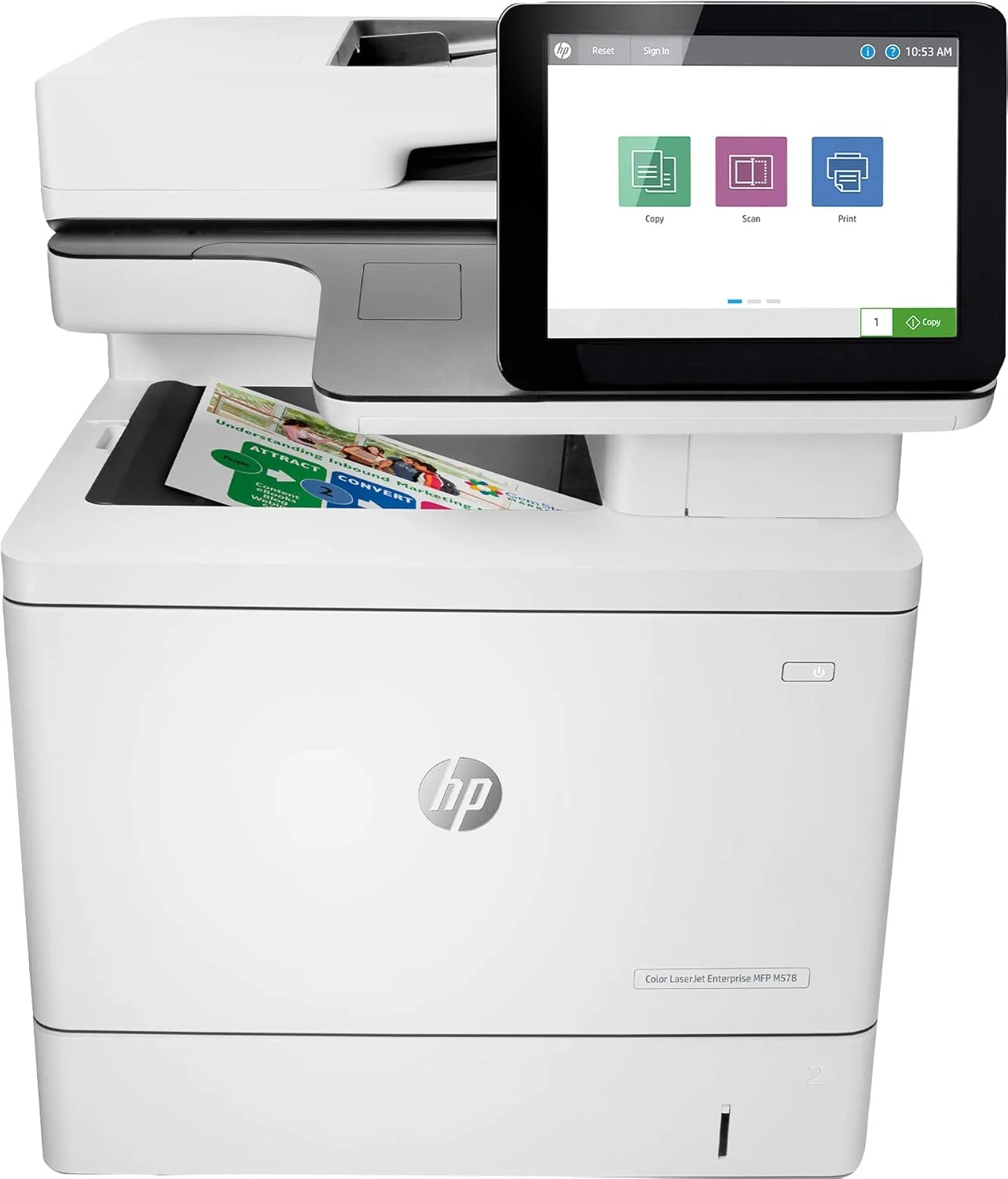 دستگاه چندکاره لیزری رنگی HP Color LaserJet Enterprise MFP M578dn (7ZU85A) با قابلیت‌های پرینت، کپی، اسکن، فکس (اختیاری)، مناسب برای 5 تا 15 کاربر، ظرفیت چاپ ماهانه (A4) تا 80000 صفحه، 1 سال گارانتی