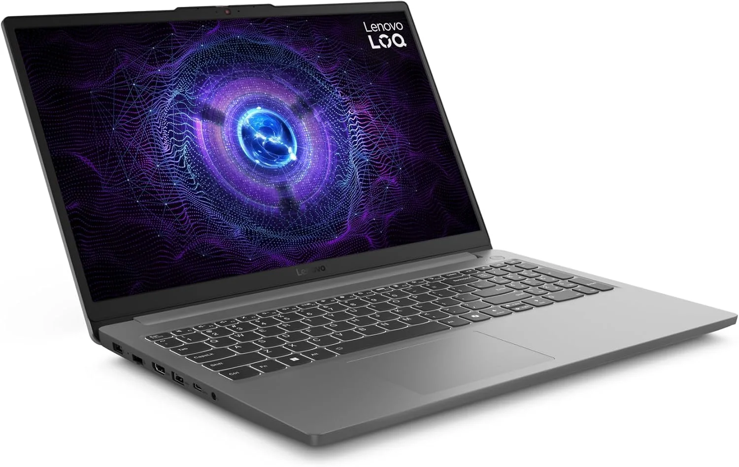 لپ تاپ گیمینگ Lenovo LOQ 15IAX9E، صفحه نمایش 15.6 اینچی FHD 144 هرتز، پردازنده Intel Core i7-12650HX، رم 16 گیگابایتی DDR5، حافظه SSD 512 گیگابایتی، کارت گرافیک NVIDIA GeForce RTX 4050 6GB، کیبورد با نور پس زمینه انگلیسی، خاکستری لونا