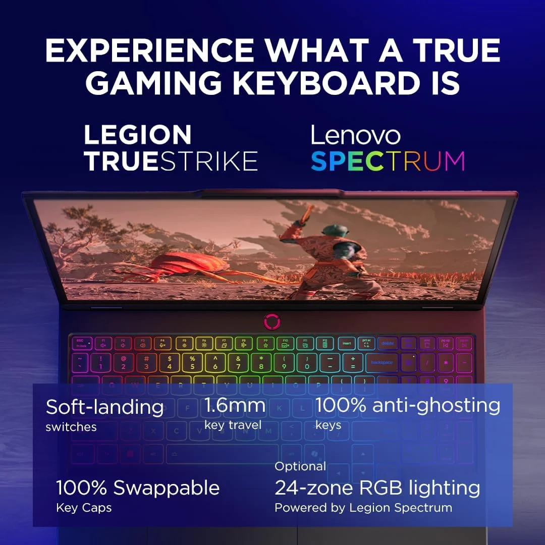 لپ تاپ گیمینگ هوش مصنوعی لنوو Legion 5 15IRX10، صفحه نمایش 15.1 اینچی WQXGA OLED 165 هرتز، پردازنده Intel Core i9-14900HX، رم 32 گیگابایتی، SSD 1 ترابایتی، کارت گرافیک RTX 5070 8 گیگابایتی GDDR7، RGB EN-ARB، ویندوز 11، مشکی [83LY0032AX] + 2 سال Premium Care
