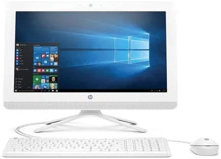 کامپیوتر رومیزی همه کاره HP 2018 با صفحه نمایش 19.5 اینچی HD+، پردازنده Intel Celeron J3060، حافظه 4 گیگابایتی، هارد دیسک 500 گیگابایتی، درایو DVD، کیبورد و ماوس سیمی، ویندوز 10 هوم - سفید برفی