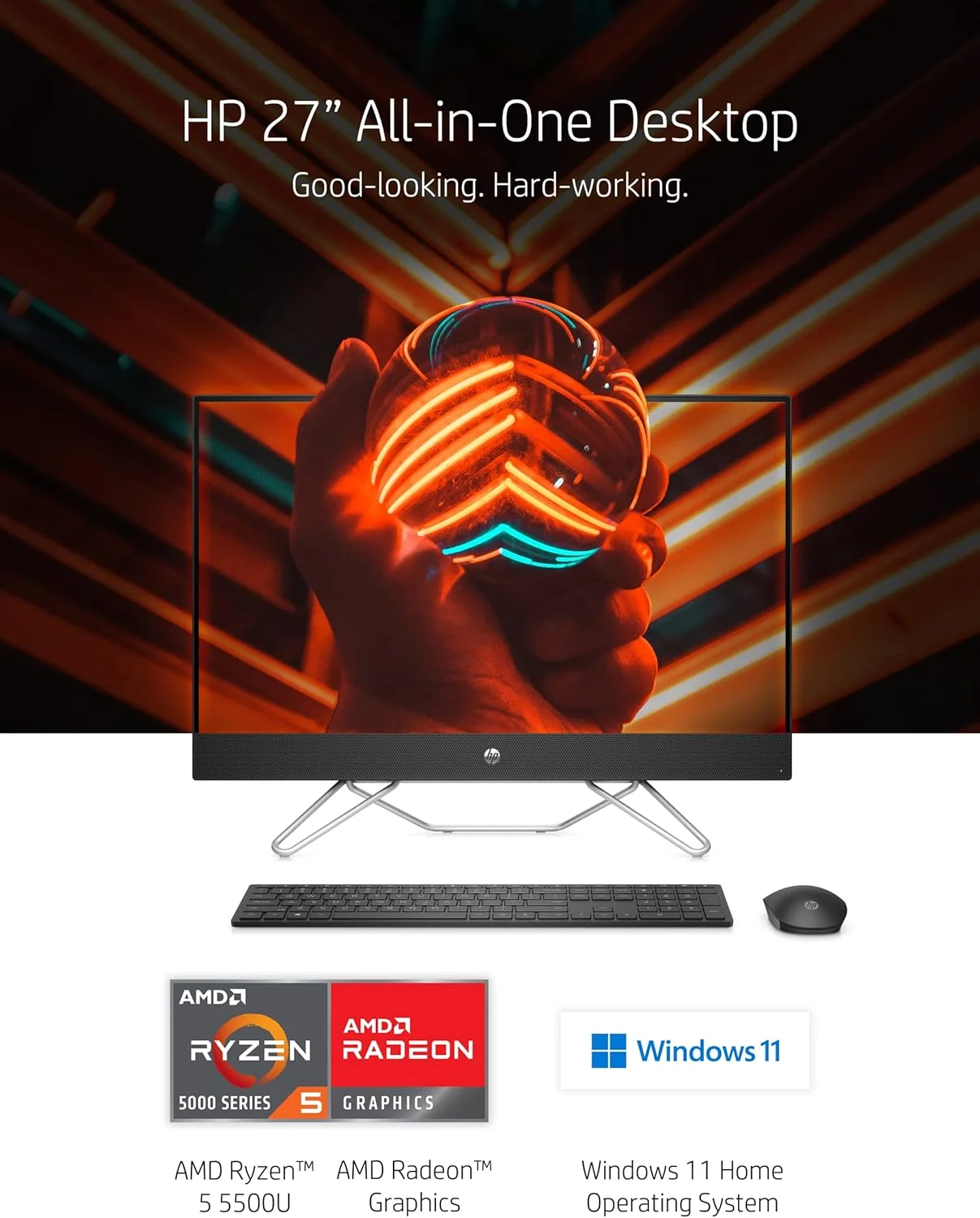 کامپیوتر رومیزی همه کاره 27 اینچی HP، AMD Ryzen 5 5500U، رم 16 گیگابایتی، SSD 512 گیگابایتی، صفحه نمایش لمسی Full HD IPS، ویندوز 11 هوم، 4 پورت USB، دوربین حریم خصوصی، میکروفون های دوگانه، کیبورد و ماوس بی سیم (27-cb0060، 2021) کامپیوتر رومیزی همه کاره 27 اینچی HP، AMD Ryzen 5 5500U، رم 16 گیگابایتی، SSD 512 گیگابایتی، صفحه نمایش لمسی Full HD IPS، ویندوز 11 هوم، 4 پورت USB، دوربین حریم خصوصی، میکروفون های دوگانه، کیبورد و ماوس بی سیم (27-cb0060، 2021)