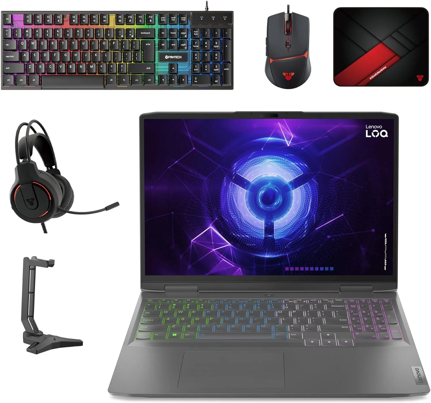 لپ تاپ Lenovo LOQ 16IRH8 به همراه کیبورد گیمینگ + ماوس + ماوس پد + هدست + پایه هدست، Intel i7-13620H، رم 32 گیگابایت - 1 ترابایت SSD، GeForce RTX 5060 8GB (ارتقا یافته)