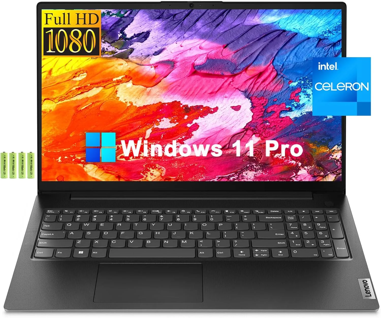 لپ تاپ تجاری 15.6 اینچی Lenovo V15 G2 FHD [ویندوز 11 پرو]، پردازنده دو هسته ای اینتل سلرون N4500، رم 32 گیگابایتی، SSD 1 ترابایتی، گرافیک Intel UHD، صفحه کلید عددی، Wi-Fi، BT 5.1، اترنت، HDMI، همراه با باتری