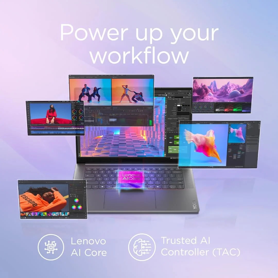 لنوو یوگا اسلیم 7 Aura Edition، CoPilot+ PC با تقویت هوش مصنوعی 47 TOPS، صفحه نمایش لمسی 15.3 اینچی 120 هرتز 2.8K، پردازنده Intel Core ultra 7 258V، رم 32 گیگابایتی، SSD 1 ترابایتی، گرافیک Intel Arc 140V، کیبورد با نور پس زمینه انگلیسی-عربی، خاکستری Luna - [83HM000XAX]