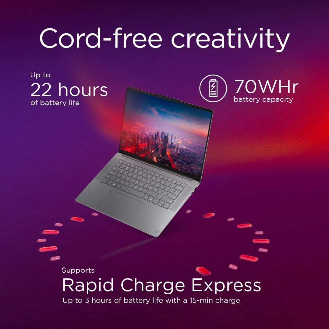 لنوو یوگا اسلیم 7 Aura Edition، CoPilot+ PC با تقویت هوش مصنوعی 47 TOPS، صفحه نمایش لمسی 15.3 اینچی 120 هرتز 2.8K، پردازنده Intel Core ultra 7 258V، رم 32 گیگابایتی، SSD 1 ترابایتی، گرافیک Intel Arc 140V، کیبورد با نور پس زمینه انگلیسی-عربی، خاکستری Luna - [83HM000XAX]