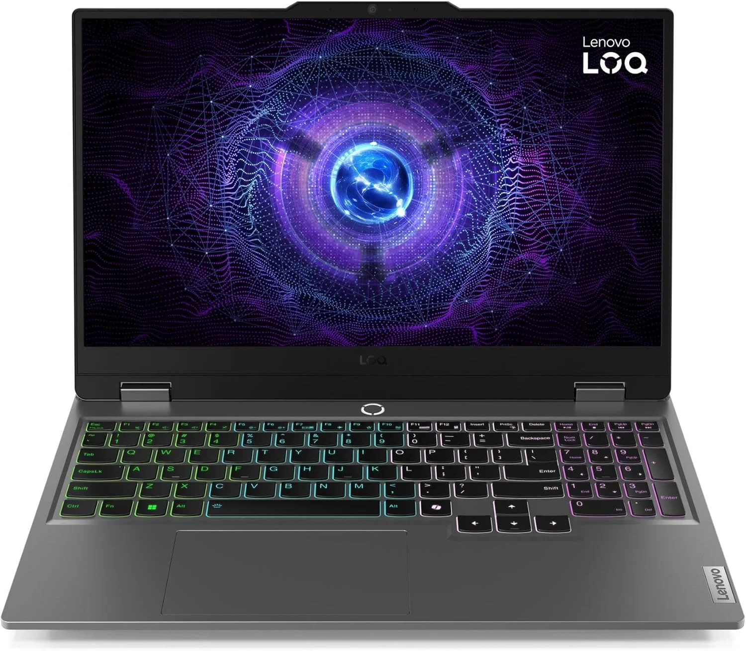 لپ تاپ گیمینگ Lenovo LOQ 15IRX9، صفحه نمایش 15.6 اینچی FHD IPS 144 هرتز، پردازنده Intel Core i7-13650HX، رم 24 گیگابایتی، SSD 512 گیگابایتی، گرافیک GeForce RTX 4050 6 گیگابایتی، کیبورد ENG با نور پس زمینه سفید، خاکستری لونا