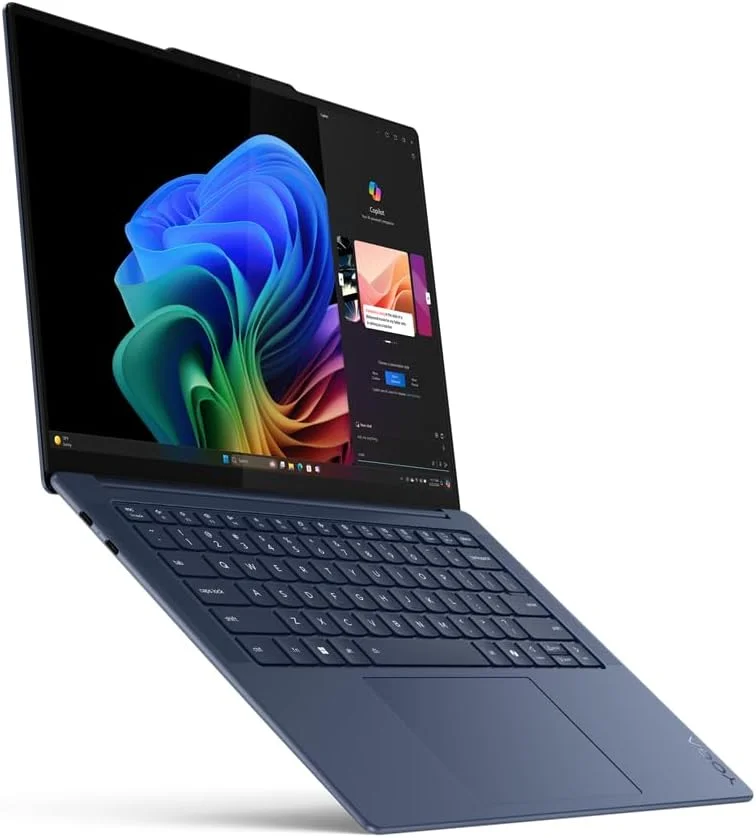 لپ تاپ Lenovo Yoga Slim 7 با CopilotAI، صفحه نمایش لمسی 14.5 اینچی 3K OLED، Snapdragon X Elite X1E-78-100 + Hexagon NPU 45 TOPS، رم 32 گیگابایتی، SSD 1 ترابایتی، نور پس زمینه انگلیسی-عربی W11، آبی کیهانی [83ED003CAX]+2 سال PremiumCare
