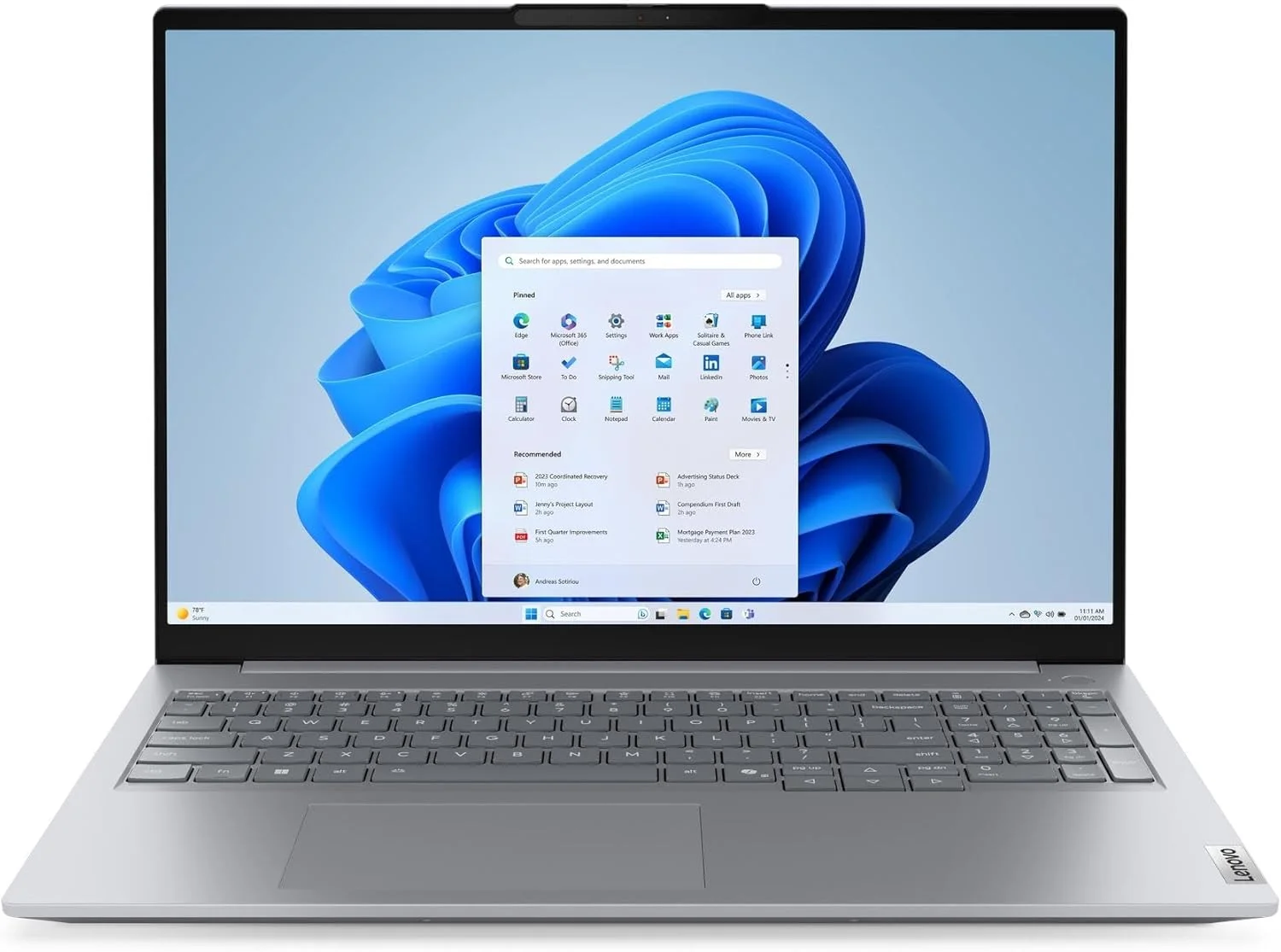 لپ تاپ لنوو ThinkBook 16 G8 IAL، صفحه نمایش 16 اینچی WUXGA IPS، پردازنده Intel Core Ultra 7 255H، رم 16 گیگابایتی DDR5، حافظه SSD 512 گیگابایتی، گرافیک Intel Arc، کامپیوتر هوش مصنوعی، صفحه کلید انگلیسی با نور پس زمینه، دوربین FHD، خاکستری قطبی