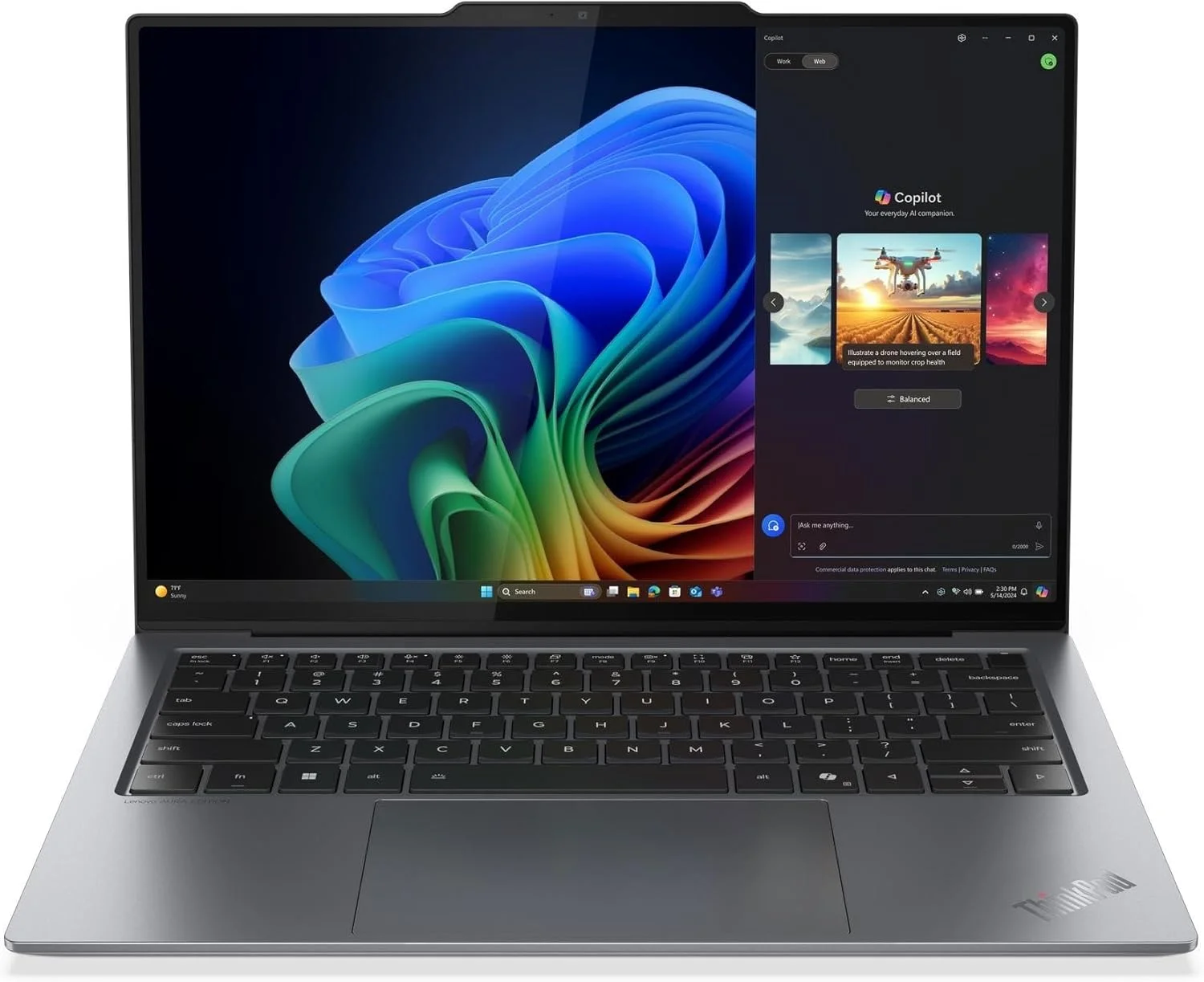 لپ تاپ لنوو ThinkPad X9-14 Aura Gen 1، صفحه نمایش 14 اینچی WUXGA OLED، پردازنده Intel Core Ultra 7 258V، رم 32 گیگابایتی DDR5، SSD 1 ترابایتی، گرافیک Intel Arc، کیبورد با نور پس زمینه ENG/ARB، ویندوز 11 پرو، 3 سال پشتیبانی Premier