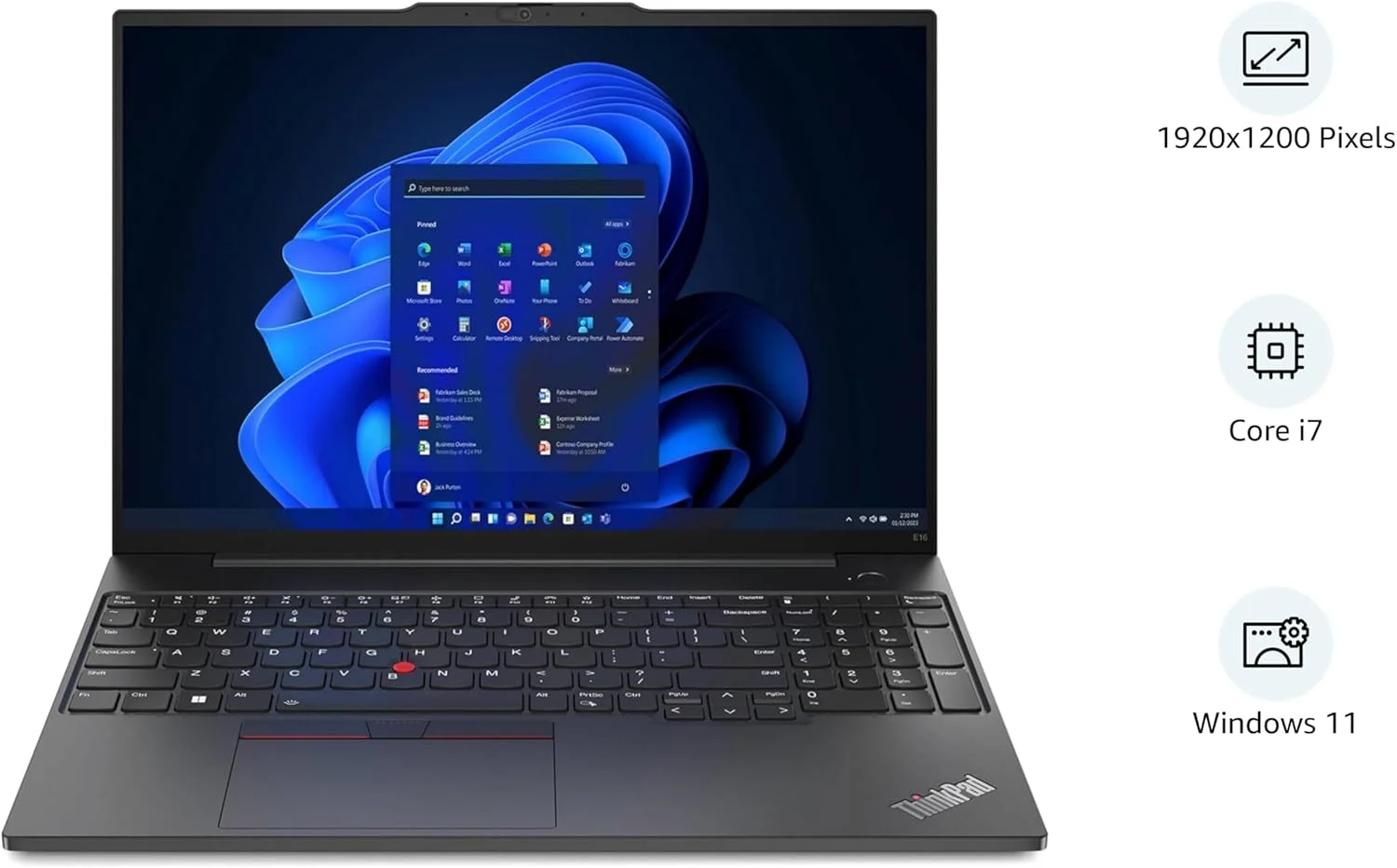 لپ تاپ تجاری لنوو Thinkpad E16 G1 با صفحه نمایش 16 اینچی FHD، پردازنده نسل سیزدهم Intel Core i7-1355U | رم 16 گیگابایتی DDR4 | حافظه SSD NVMe M.2 1 ترابایتی | گرافیک Intel Iris Xe | حسگر اثر انگشت | ویندوز 11 (ارتقا یافته)