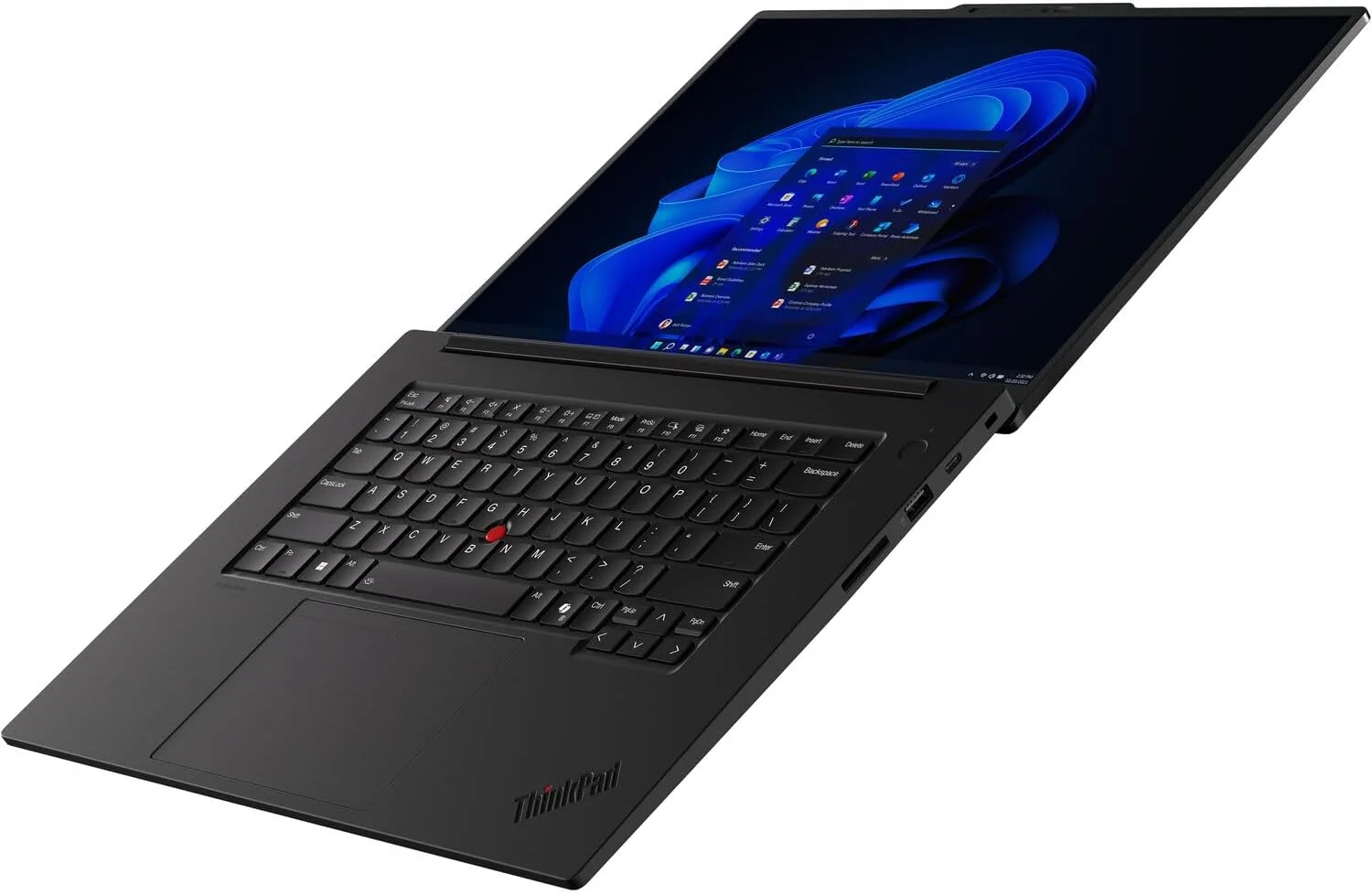لپ تاپ هوش مصنوعی Lenovo ThinkPad P1 Gen 7، پردازنده Intel Ultra 9 185H vPro، کارت گرافیک NVIDIA RTX 3000 Ada، رم 64 گیگابایتی، SSD 4 ترابایتی، صفحه نمایش 16 اینچی 4K OLED (3840 x 2400) IPS، ضد تابش نور، لمسی، دوربین 5 مگاپیکسلی RGB+IR، Wi-Fi 7، ویندوز 11 پرو