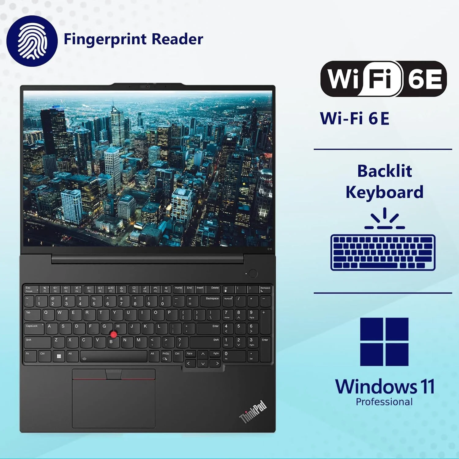لپ تاپ تجاری هوش مصنوعی Lenovo ThinkPad E16 Gen 2 با صفحه نمایش 16 اینچی FHD+، پردازنده 16 هسته ای Intel Ultra 7 155H (بهتر از Ultra 7 255U)، گرافیک Arc، رم 32 گیگابایتی DDR5، حافظه SSD 1 ترابایتی PCIe، وای فای 6E، کیبورد با نور پس زمینه، FR، ویندوز 11 پرو، AZ-XUT