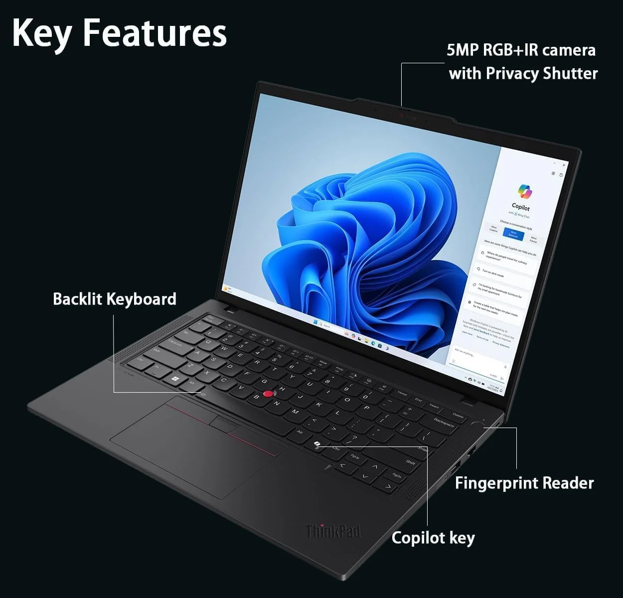لپ تاپ تجاری لنوو ThinkPad T14 Gen 5، صفحه نمایش 14 اینچی FHD+ IPS، پردازنده Intel Ultra 7 155U، رم 32 گیگابایتی DDR5، حافظه SSD 1 ترابایتی، وب کم 5 مگاپیکسلی، حسگر اثر انگشت، نور پس زمینه صفحه کلید، Wi-Fi 6E، 2 پورت Thunderbolt 4، هوش مصنوعی، ویندوز 11 پرو، 1 سال گارانتی لپ تاپ تجاری لنوو ThinkPad T14 Gen 5، صفحه نمایش 14 اینچی FHD+ IPS، پردازنده Intel Ultra 7 155U، رم 32 گیگابایتی DDR5، حافظه SSD 1 ترابایتی، وب کم 5 مگاپیکسلی، حسگر اثر انگشت، نور پس زمینه صفحه کلید، Wi-Fi 6E، 2 پورت Thunderbolt 4، هوش مصنوعی، ویندوز 11 پرو، 1 سال گارانتی