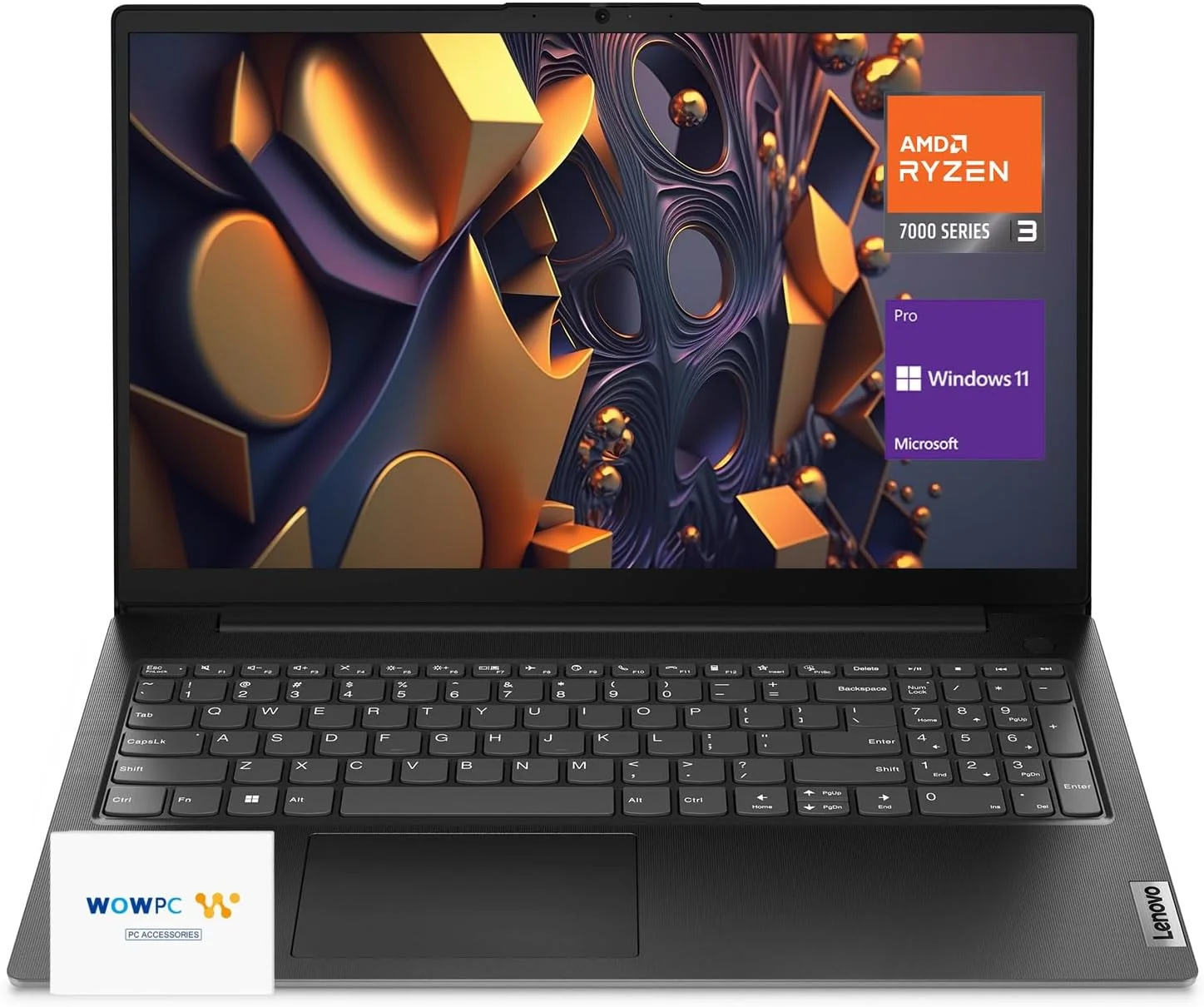 لپ تاپ لنوو V15 Gen 4، صفحه نمایش 15.6 اینچی FHD، پردازنده AMD Ryzen 3 7320U، عمر باتری طولانی، RJ-45، USB-C، HDMI، همراه با بسته نرم افزاری WOWPC، ویندوز 11 پرو (16 گیگابایت رم | 2 ترابایت PCIe SSD)