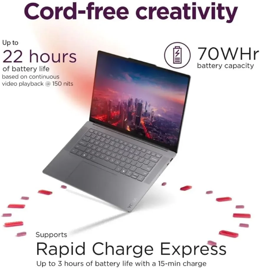 لپ تاپ لنوو یوگا اسلیم 7 با صفحه نمایش لمسی 15.3 اینچی 3K - پردازنده Intel Core Ultra 7، رم 32 گیگابایتی LPDDR5x، حافظه SSD 1 ترابایتی، گرافیک Intel Arc، کامپیوتر هوش مصنوعی Copilot+، ویندوز 11 - خاکستری لونا