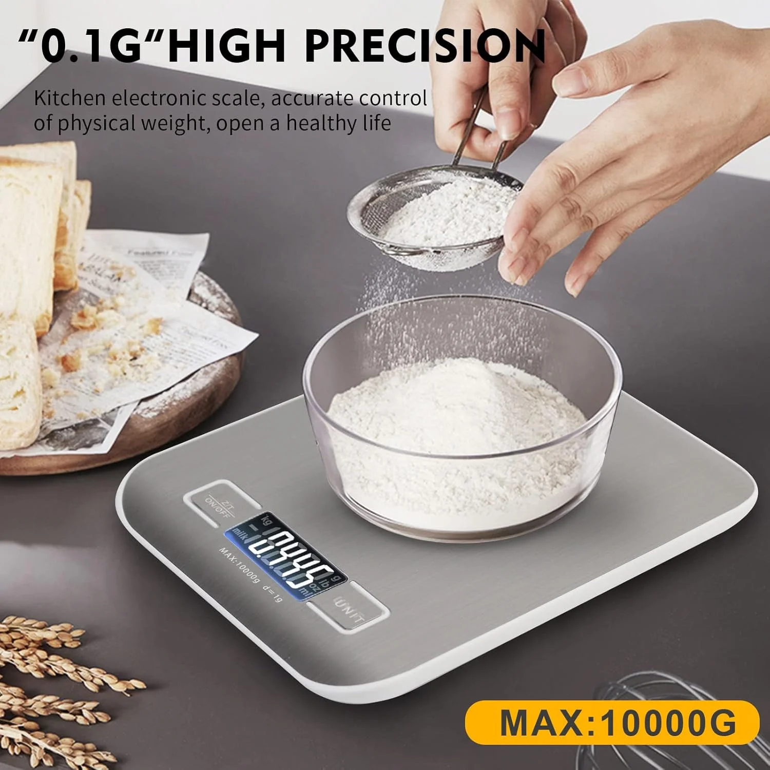 ترازوی دیجیتال آشپزخانه SKY-TOUCH، ترازوی باریک استیل ضد زنگ چند منظوره با صفحه نمایش LCD و قابلیت صفر کردن، دارای چهار واحد اندازه گیری، شامل باتری - نقره ای ترازوی دیجیتال آشپزخانه SKY-TOUCH، ترازوی باریک استیل ضد زنگ چند منظوره با صفحه نمایش LCD و قابلیت صفر کردن، دارای چهار واحد اندازه گیری، شامل باتری - نقره ای