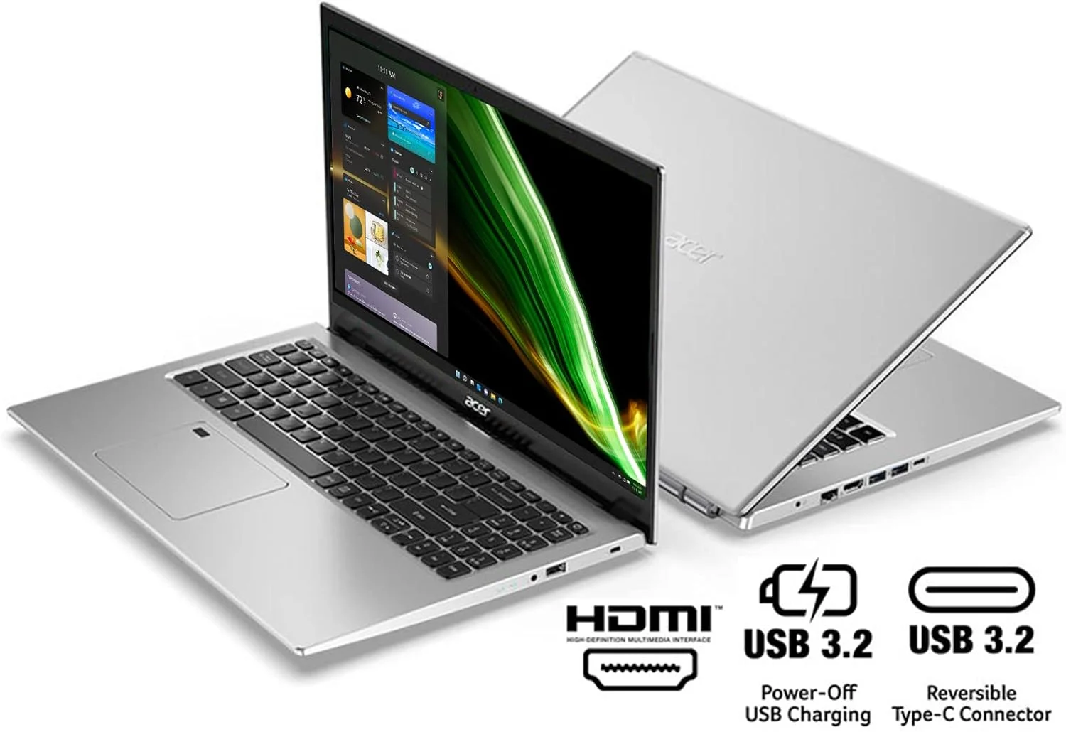 لپ تاپ Acer Aspire 5 A515-56-53S3 | صفحه نمایش 15.6 اینچی Full HD IPS | پردازنده نسل 11 اینتل Core i5-1135G7 | گرافیک Intel Iris Xe | 8 گیگابایت DDR4 | 256 گیگابایت SSD | WiFi 6 | حسگر اثر انگشت | کیبورد با نور پس زمینه | ویندوز 11