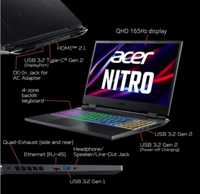 لپ تاپ گیمینگ ایسر Nitro 5 مدل AN515-58، صفحه نمایش 15.6 اینچ QHD 165 هرتز، پردازنده Intel Core i7-12700H، 14 هسته 2.3 گیگاهرتز، کارت گرافیک GeForce RTX 3070Ti، رم 16 گیگابایت DDR4، حافظه SSD 512 گیگابایت، ویندوز 11 هوم، Wi-Fi 6، پد ماوس TWE لپ تاپ گیمینگ ایسر Nitro 5 مدل AN515-58، صفحه نمایش 15.6 اینچ QHD 165 هرتز، پردازنده Intel Core i7-12700H، 14 هسته 2.3 گیگاهرتز، کارت گرافیک GeForce RTX 3070Ti، رم 16 گیگابایت DDR4، حافظه SSD 512 گیگابایت، ویندوز 11 هوم، Wi-Fi 6، پد ماوس TWE