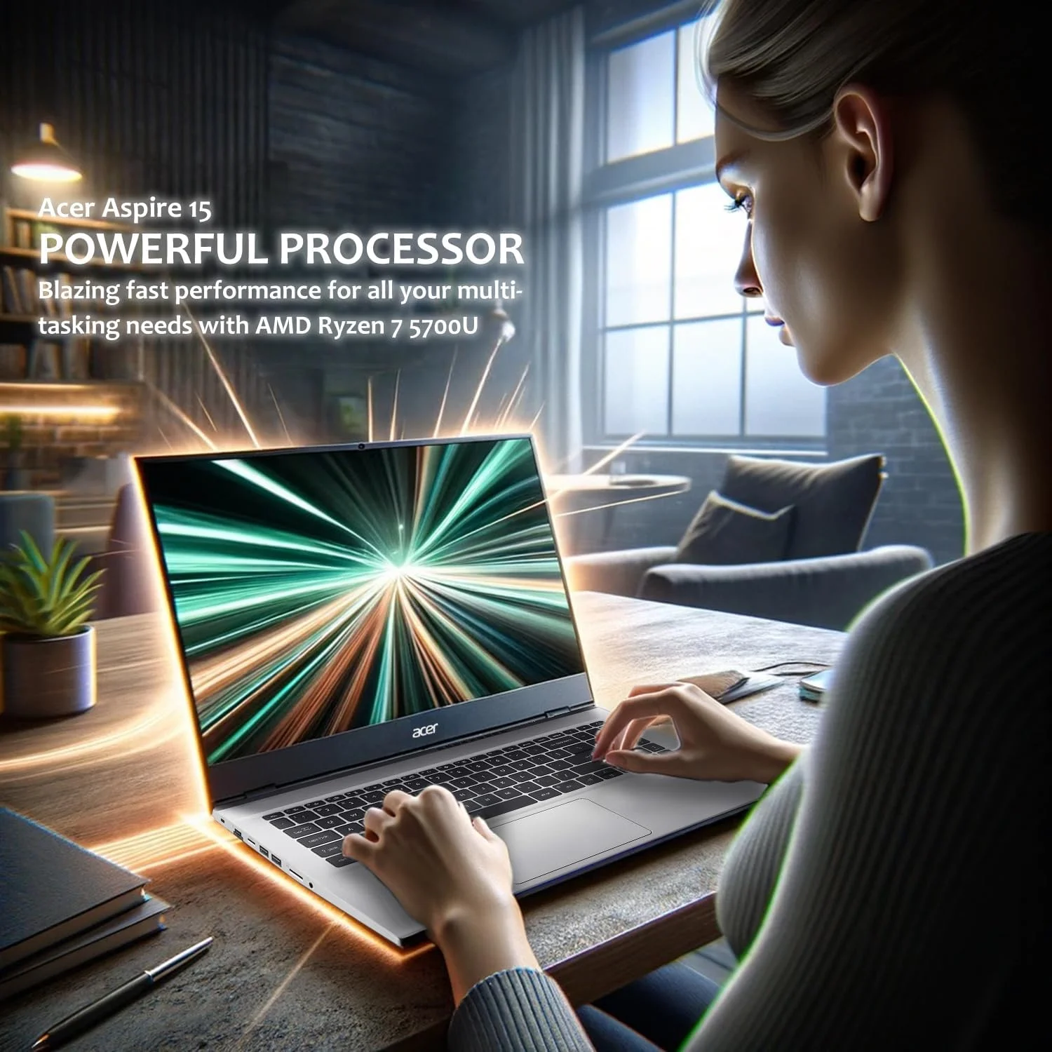 لپ تاپ ممتاز ایسر اسپایر | صفحه نمایش 15.6 اینچی FHD | AMD Ryzen 7 5700U (بهتر از i7-1365U) | 32 گیگابایت رم | 1 ترابایت SSD | عمر باتری طولانی | طراحی شیک | پورت اترنت | ویندوز 11 پرو | همراه با بسته نرم افزاری WOWPC