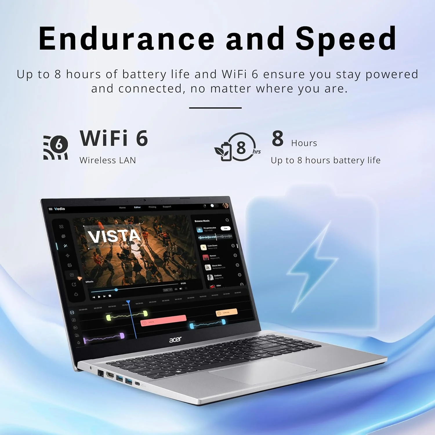 لپ تاپ Acer Aspire 3، صفحه نمایش 15.6 اینچی FHD، رم 40 گیگابایتی، حافظه 1.16 ترابایتی (1 ترابایت SSD و ست داکینگ استیشن 160 گیگابایتی)، AMD Ryzen 7 5700U، گرافیک AMD Radeon، نقره ای، ویندوز 11 پرو، صفحه کلید عددی، دوربین جلو، WiFi 6