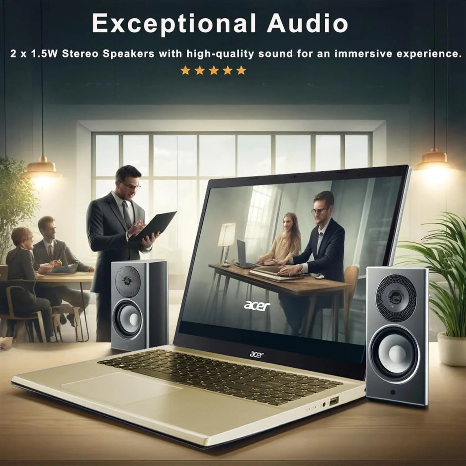 لپ تاپ باریک ایسر Aspire، یک سال Office365، صفحه نمایش 15.6 اینچی FHD، پردازنده دو هسته ای اینتل سلرون N4500، RJ-45، وب کم، WiFi، بلوتوث، ویندوز 11، طلایی سافاری، همراه با USB WOWPC (32 گیگابایت رم | 1 ترابایت SSD) لپ تاپ باریک ایسر Aspire، یک سال Office365، صفحه نمایش 15.6 اینچی FHD، پردازنده دو هسته ای اینتل سلرون N4500، RJ-45، وب کم، WiFi، بلوتوث، ویندوز 11، طلایی سافاری، همراه با USB WOWPC (32 گیگابایت رم | 1 ترابایت SSD)