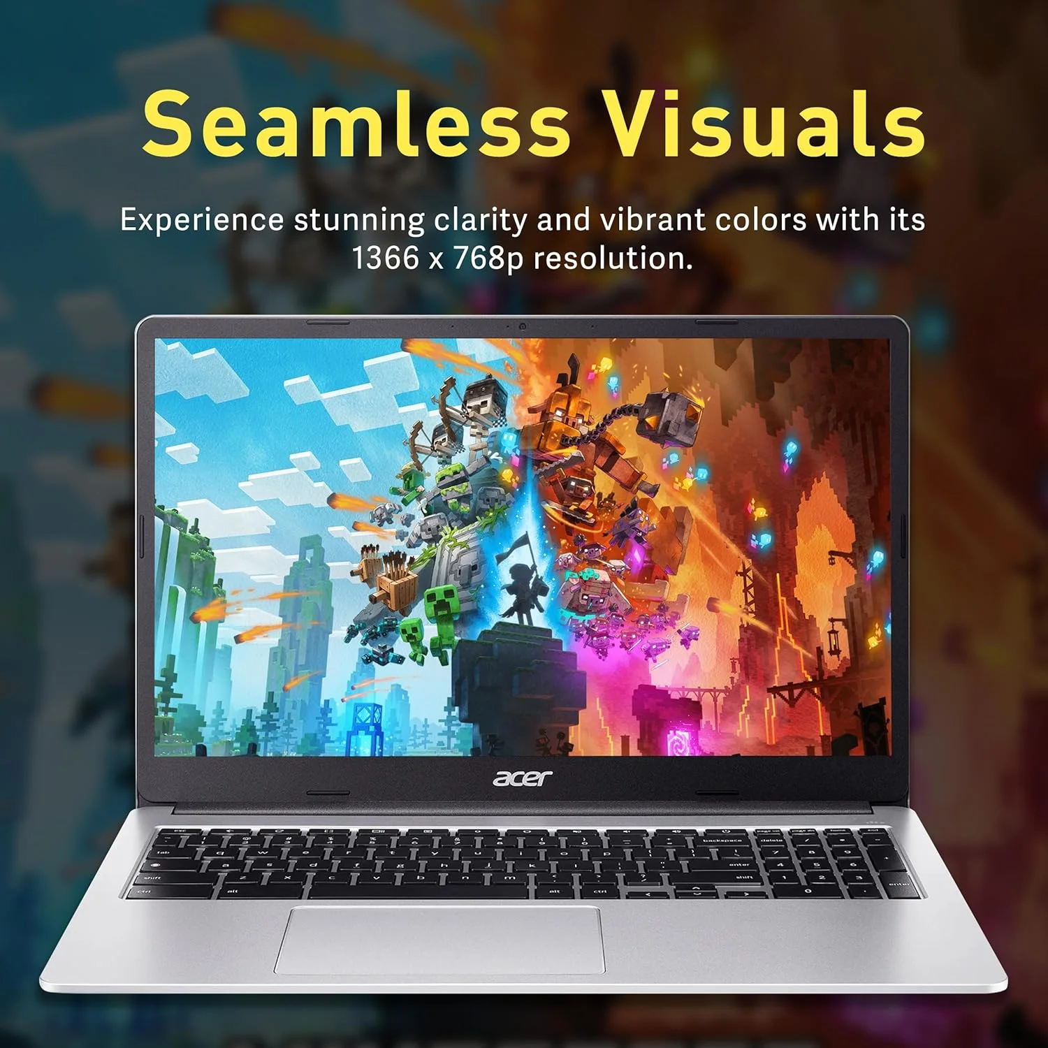 لپ تاپ Acer Chromebook 315، صفحه نمایش 15.6 اینچی HD، پردازنده Intel Pentium N6000، رم 4 گیگابایتی LPDDR4X، حافظه 288 گیگابایتی (128 گیگابایت eMMC + 160 گیگابایت داک استیشن)، صفحه کلید Num Pad، Wi-Fi 6، عمر باتری طولانی، سیستم عامل Chrome، نقره ای