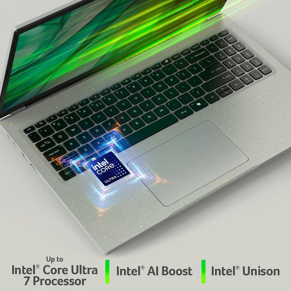 لپ تاپ Acer Aspire Vero 16 Intel Evo Edition | صفحه نمایش لمسی 16 اینچی 1920 x 1200 | باز کردن قفل تجربیات هوش مصنوعی | پردازنده Intel Core Ultra 7 155U | 16 گیگابایت LPDDR5X | 1 ترابایت SSD | Killer Wi-Fi 7 | AV16-51PT-74NR لپ تاپ Acer Aspire Vero 16 Intel Evo Edition | صفحه نمایش لمسی 16 اینچی 1920 x 1200 | باز کردن قفل تجربیات هوش مصنوعی | پردازنده Intel Core Ultra 7 155U | 16 گیگابایت LPDDR5X | 1 ترابایت SSD | Killer Wi-Fi 7 | AV16-51PT-74NR