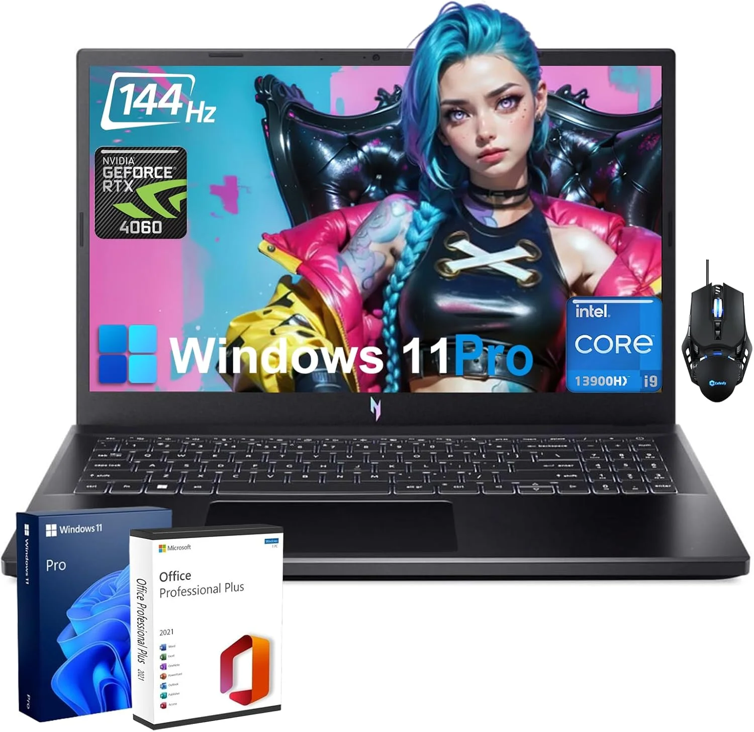 لپ تاپ گیمینگ ایسر Nitro V - پردازنده Intel i9-13900H | کارت گرافیک NVIDIA GeForce RTX 4060 | صفحه نمایش 15.6 اینچی FHD 144Hz | 64 گیگابایت DDR5 | 2 ترابایت SSD | WiFi 6 | کیبورد با نور پس زمینه | Win11 Pro، به همراه لوازم جانبی