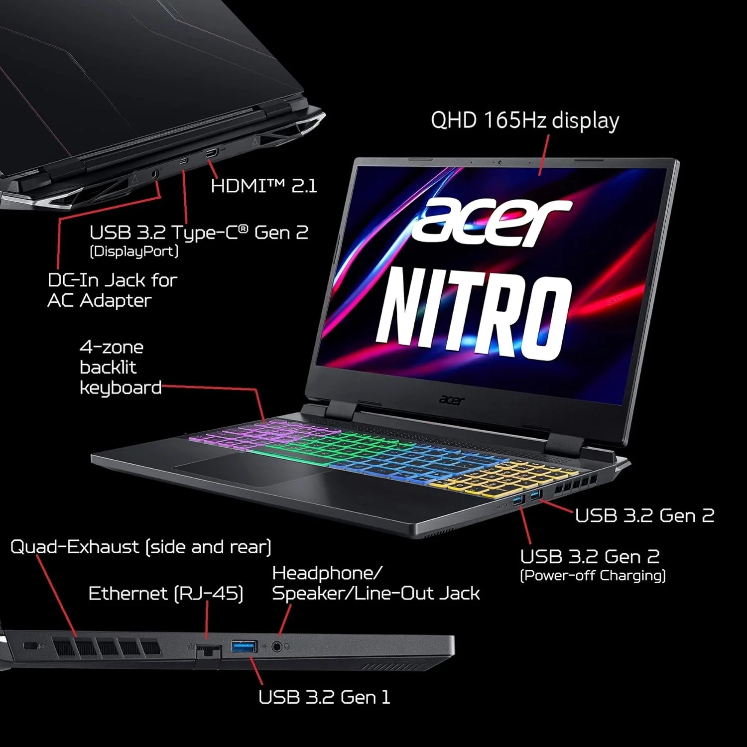 لپ تاپ گیمینگ Acer Nitro 5 AN515-46-R0EQ | پردازنده AMD Ryzen 7 6800H هشت هسته ای | کارت گرافیک NVIDIA GeForce RTX 3070 Ti | صفحه نمایش 15.6 اینچی QHD FreeSync 165Hz IPS | 32 گیگابایت DDR5 | 1 ترابایت SSD Gen 4 | Wi-Fi 6E | نور پس زمینه RGB لپ تاپ گیمینگ Acer Nitro 5 AN515-46-R0EQ | پردازنده AMD Ryzen 7 6800H هشت هسته ای | کارت گرافیک NVIDIA GeForce RTX 3070 Ti | صفحه نمایش 15.6 اینچی QHD FreeSync 165Hz IPS | 32 گیگابایت DDR5 | 1 ترابایت SSD Gen 4 | Wi-Fi 6E | نور پس زمینه RGB