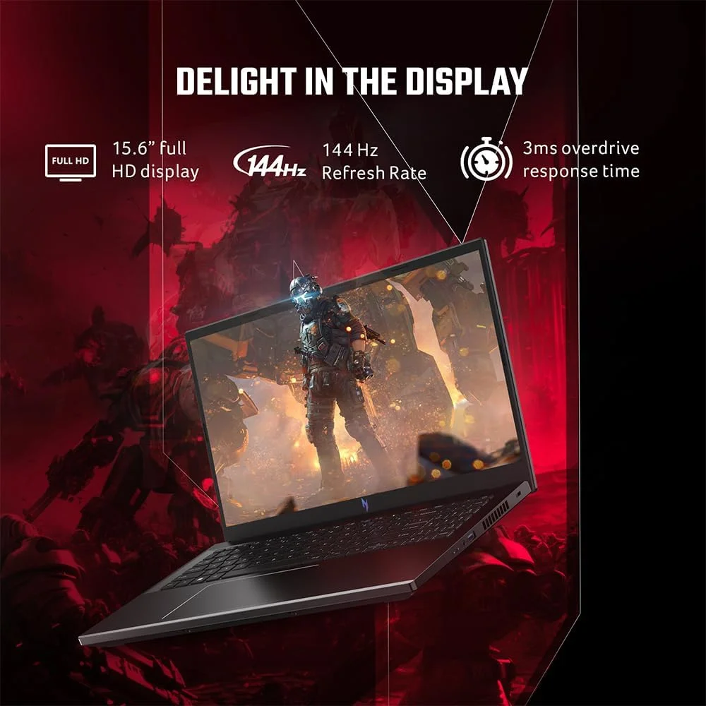 جدیدترین لپ تاپ گیمینگ Acer Nitro V 15 ANV15-51 2023، پردازنده Intel Core i5-13420H، رم 16 گیگابایتی DDR5، حافظه SSD 512 گیگابایتی، صفحه نمایش 15.6 اینچی FHD 144 هرتز، کارت گرافیک NVIDIA RTX 3050 6GB، کیبورد با نور پس زمینه، Thunderbolt 4، ویندوز 11