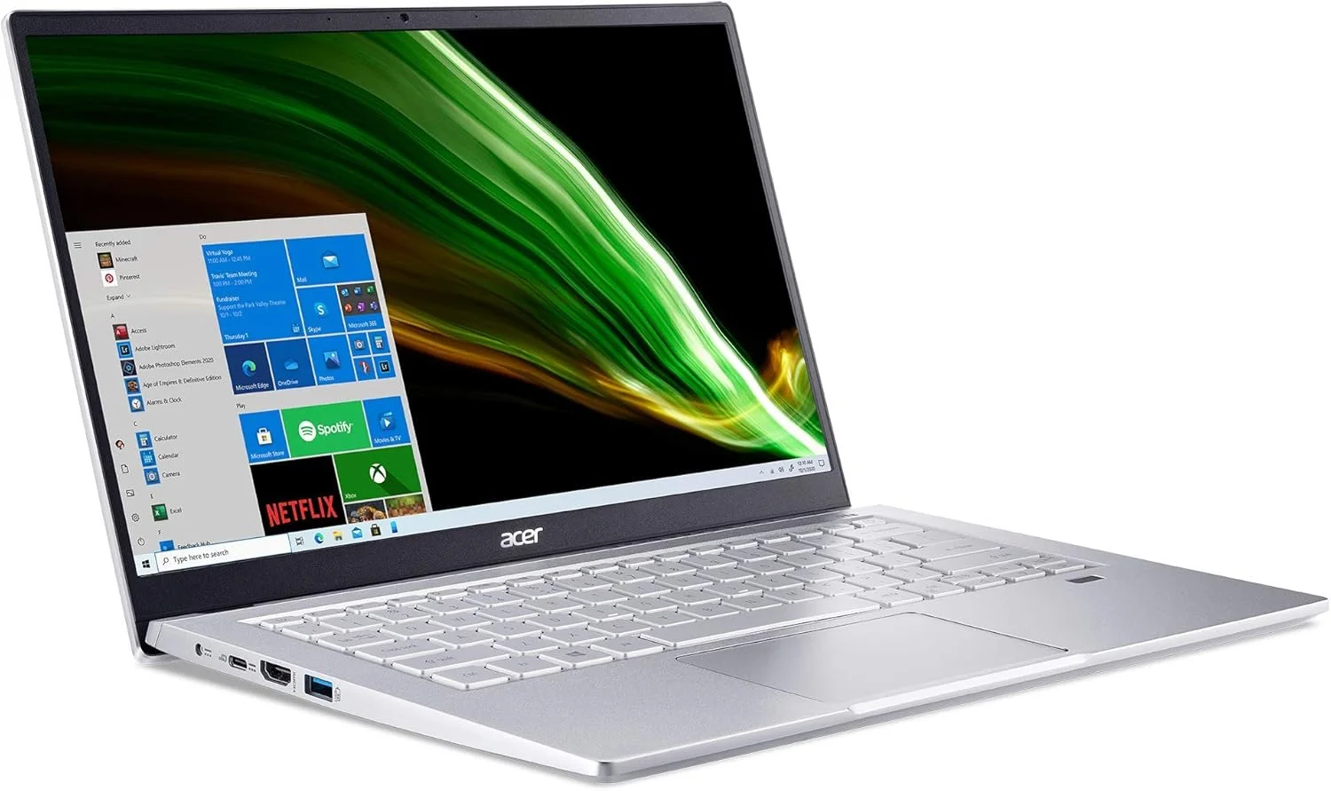 لپ تاپ سبک و باریک Acer Swift 3 | نمایشگر 14 اینچی Full HD IPS 100% sRGB | پردازنده هشت هسته ای AMD Ryzen 7 5700U | 8 گیگابایت LPDDR4X | 512 گیگابایت NVMe SSD | WiFi 6 | صفحه کلید با نور پس زمینه | FPR | آمازون الکسا | SF314-43-R2YY لپ تاپ سبک و باریک Acer Swift 3 | نمایشگر 14 اینچی Full HD IPS 100% sRGB | پردازنده هشت هسته ای AMD Ryzen 7 5700U | 8 گیگابایت LPDDR4X | 512 گیگابایت NVMe SSD | WiFi 6 | صفحه کلید با نور پس زمینه | FPR | آمازون الکسا | SF314-43-R2YY
