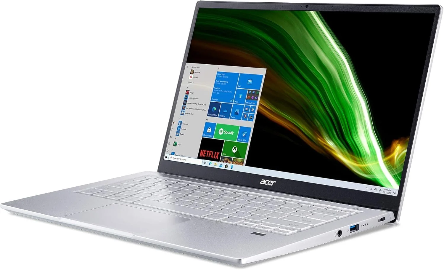 لپ تاپ سبک و باریک Acer Swift 3 | نمایشگر 14 اینچی Full HD IPS 100% sRGB | پردازنده هشت هسته ای AMD Ryzen 7 5700U | 8 گیگابایت LPDDR4X | 512 گیگابایت NVMe SSD | WiFi 6 | صفحه کلید با نور پس زمینه | FPR | آمازون الکسا | SF314-43-R2YY لپ تاپ سبک و باریک Acer Swift 3 | نمایشگر 14 اینچی Full HD IPS 100% sRGB | پردازنده هشت هسته ای AMD Ryzen 7 5700U | 8 گیگابایت LPDDR4X | 512 گیگابایت NVMe SSD | WiFi 6 | صفحه کلید با نور پس زمینه | FPR | آمازون الکسا | SF314-43-R2YY