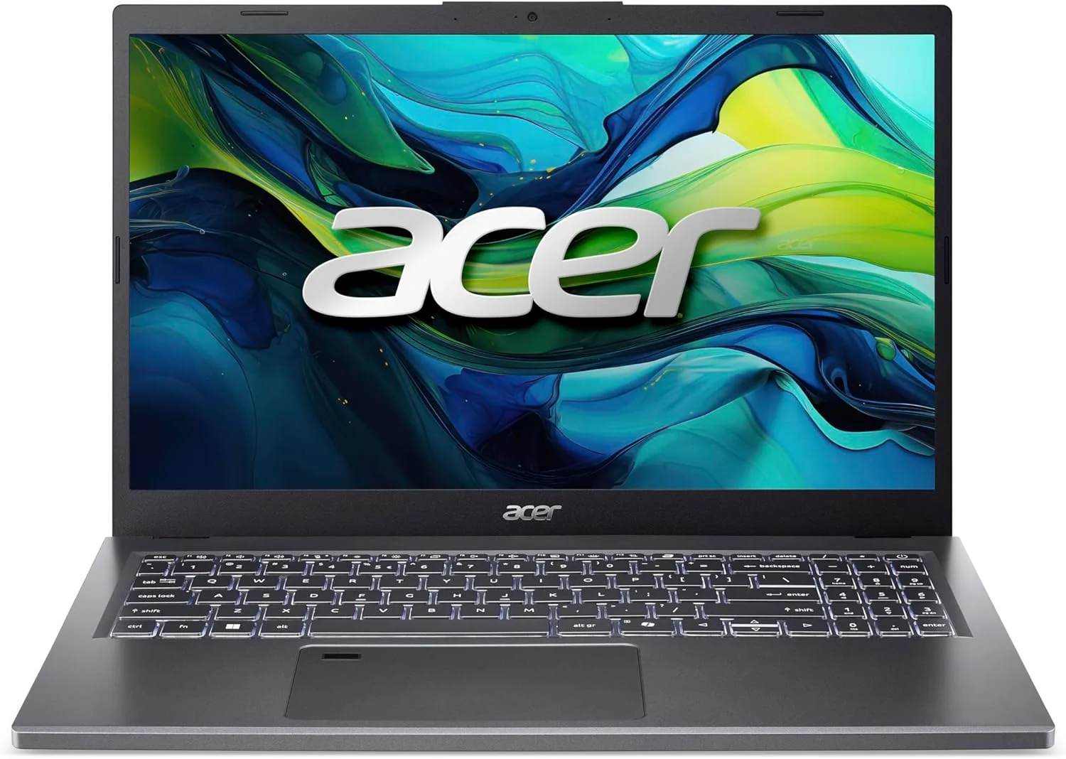 لپ تاپ Acer Aspire A15 نسل سیزدهم Intel Core i9-13900H با 14 هسته تا 5.40 گیگاهرتز / 16 گیگابایت رم LPDDR5 / 1 ترابایت حافظه SSD / گرافیک Intel Iris XE / صفحه نمایش 15.6 اینچی FHD IPS / ویندوز 11 هوم / WiFi-6E / کیبورد با نور پس زمینه / حسگر اثر انگشت / خاکستری استیل
