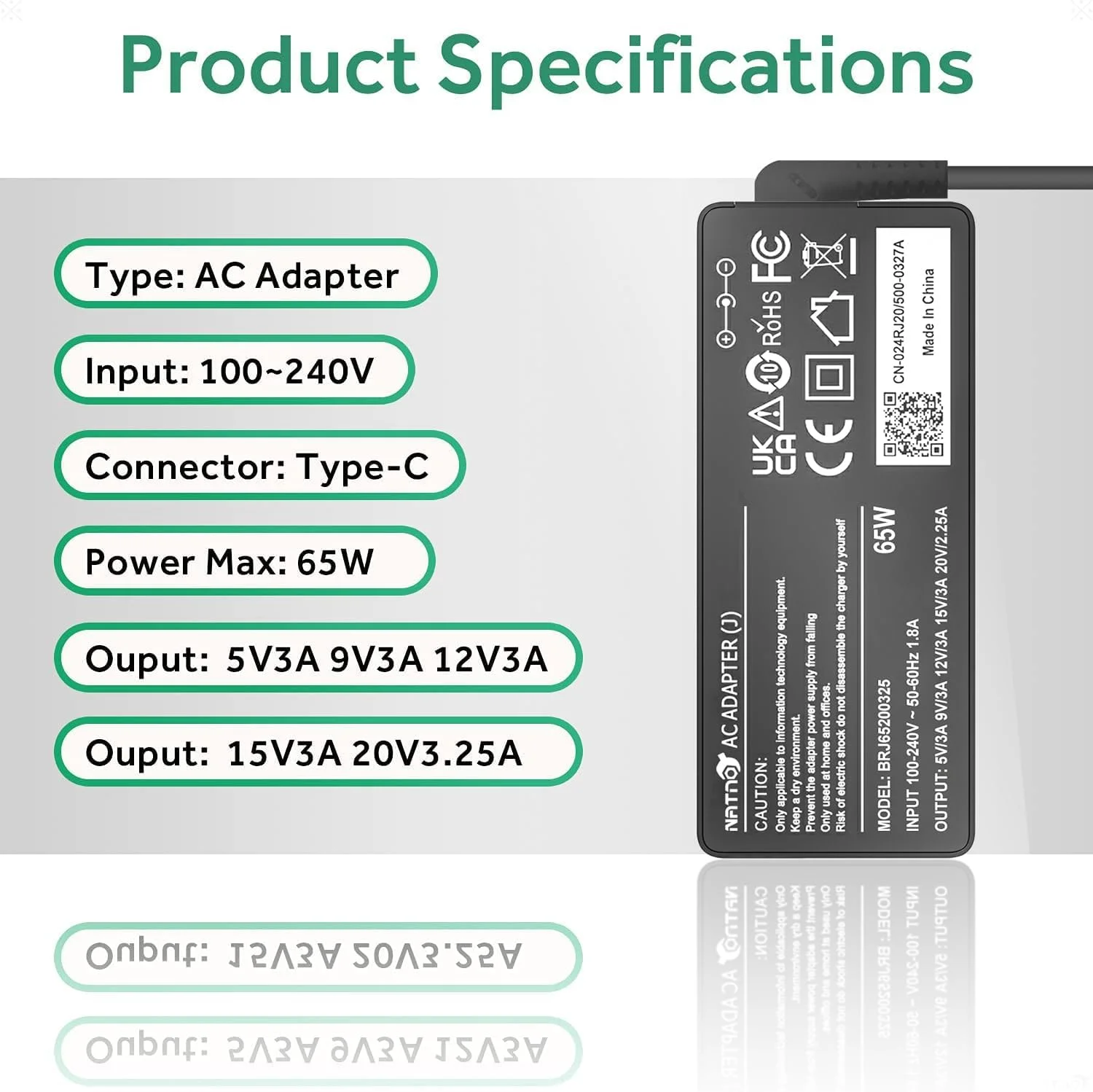 شارژر لپ تاپ 65 واتی USB TYPE C ناتنو برای لنوو ThinkPad T14 E14 T16 T480 T580 X1 Carbon Chromebook Yoga ADLX65YDC2A، مناسب برای HP Dell Acer Asus Huawei Samsung نوع سی شارژر لپ تاپ USB C