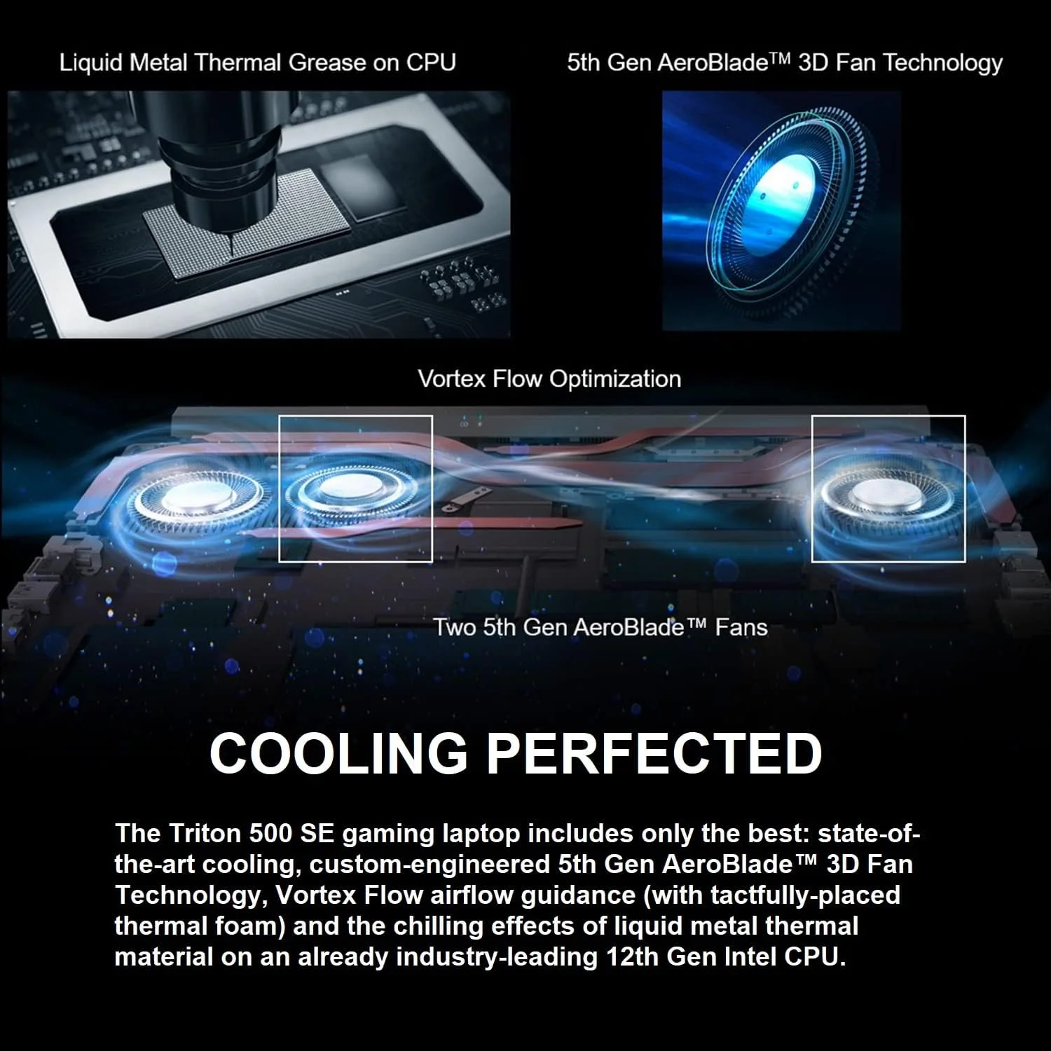 لپ تاپ گیمینگ/خلاقیت ایسر Predator Triton 500 SE | نسل دوازدهم Intel i9-12900H | GeForce RTX 3080 Ti | نمایشگر 16 اینچی WQXGA 240Hz G-SYNC | 32 گیگابایت LPDDR5 | 1 ترابایت SSD Gen 4x4 | Killer Wi-Fi 6E | PT516-52s-99EL