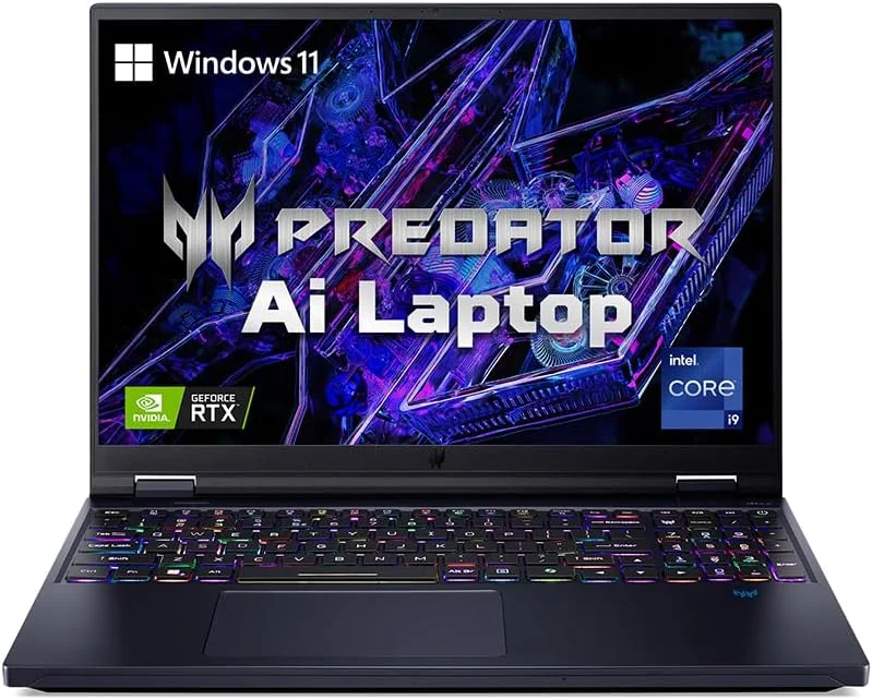 لپ تاپ گیمینگ Acer Predator Helios Neo 16 با پردازنده نسل چهاردهم Intel Core i9-14900HX با 24 هسته تا 5.80 گیگاهرتز/8 گیگابایت Nvidia RTX4070/16 اینچ 240 هرتز/WiFi-6E/RGB KB/Win11 Home/مشکی (32 گیگابایت رم | 2 ترابایت SSD) (تجدید شده)